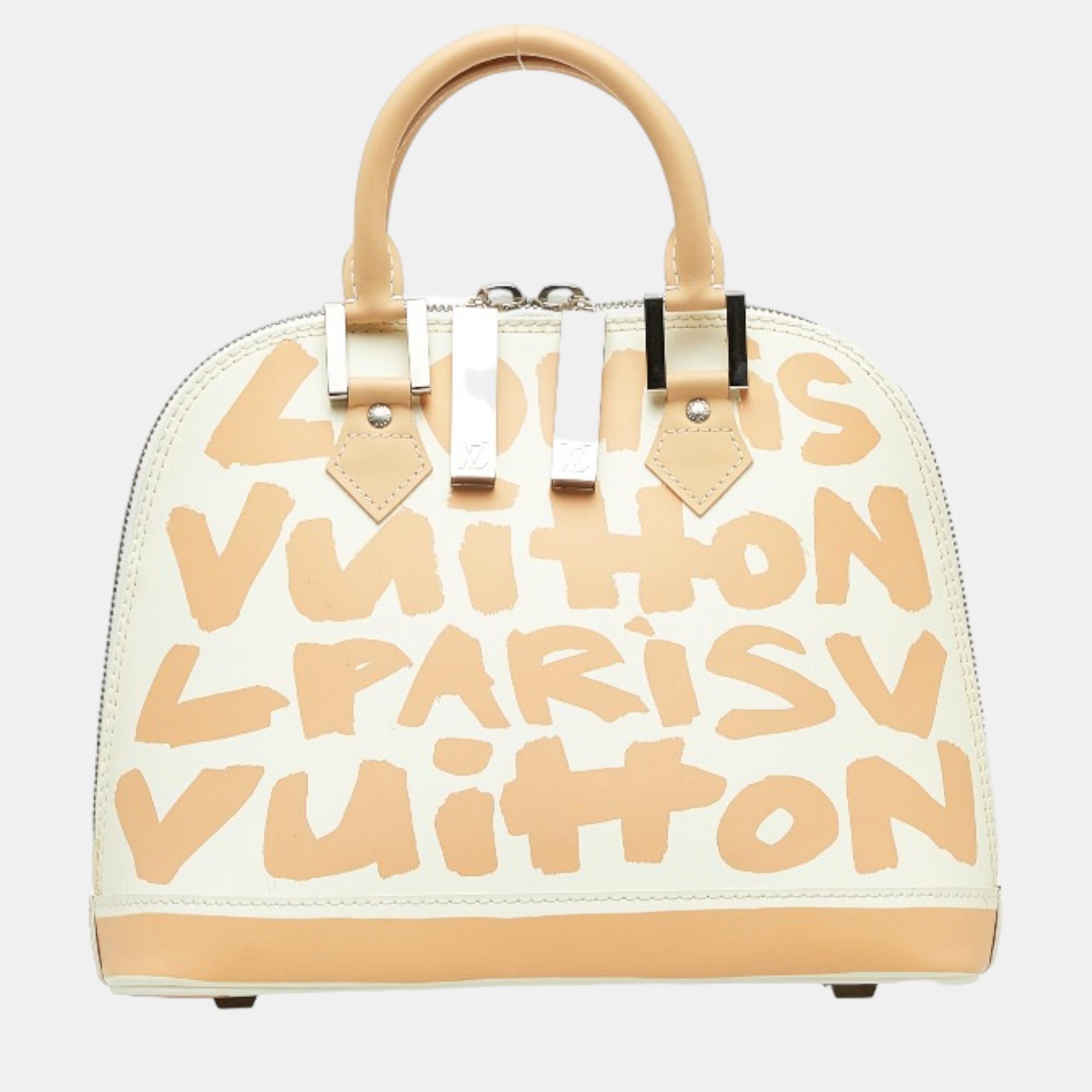 Louis Vuitton White Leather Monogram Graffiti Alma MM  Handbag
