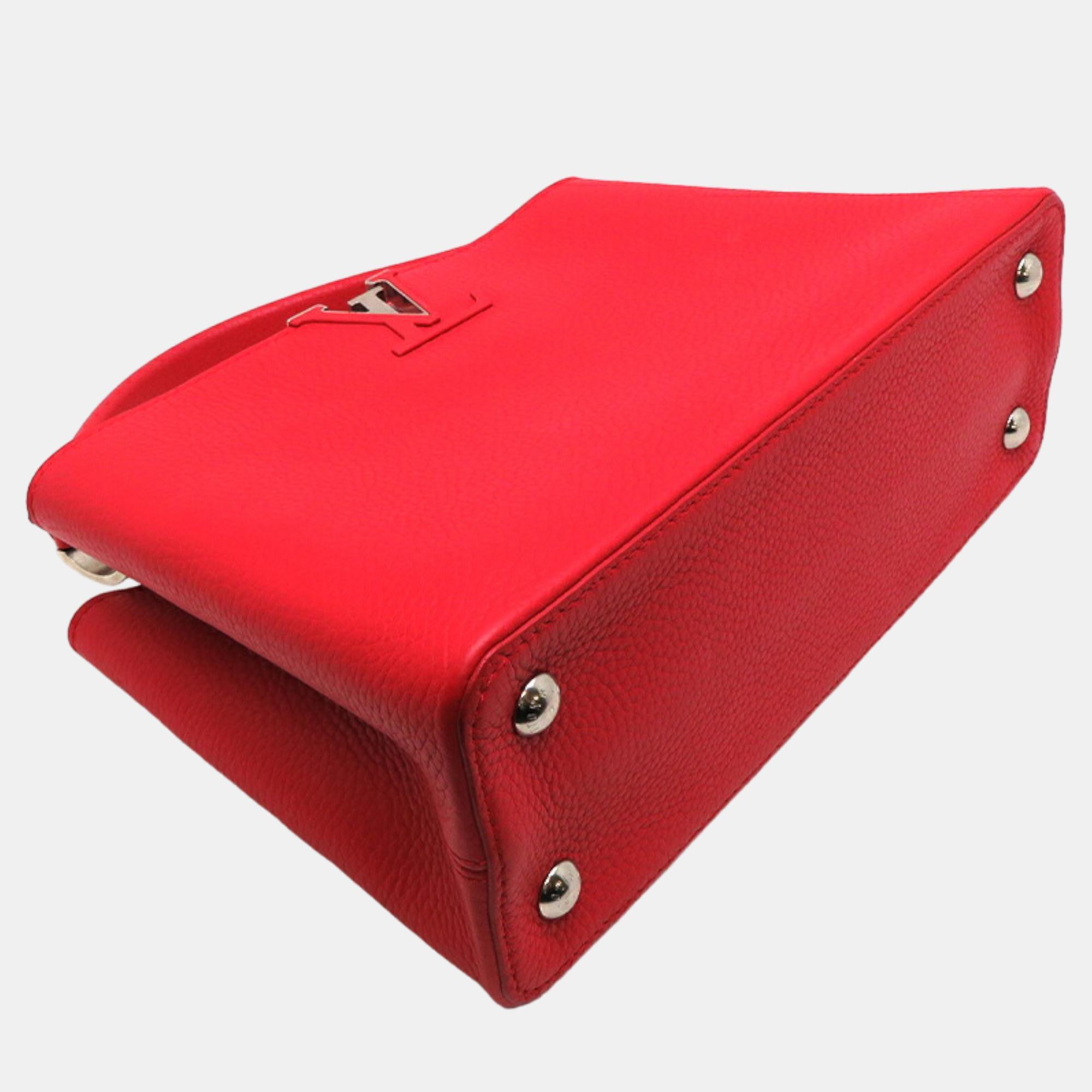 Louis Vuitton Red Leather Taurillon Capucines PM Handbag