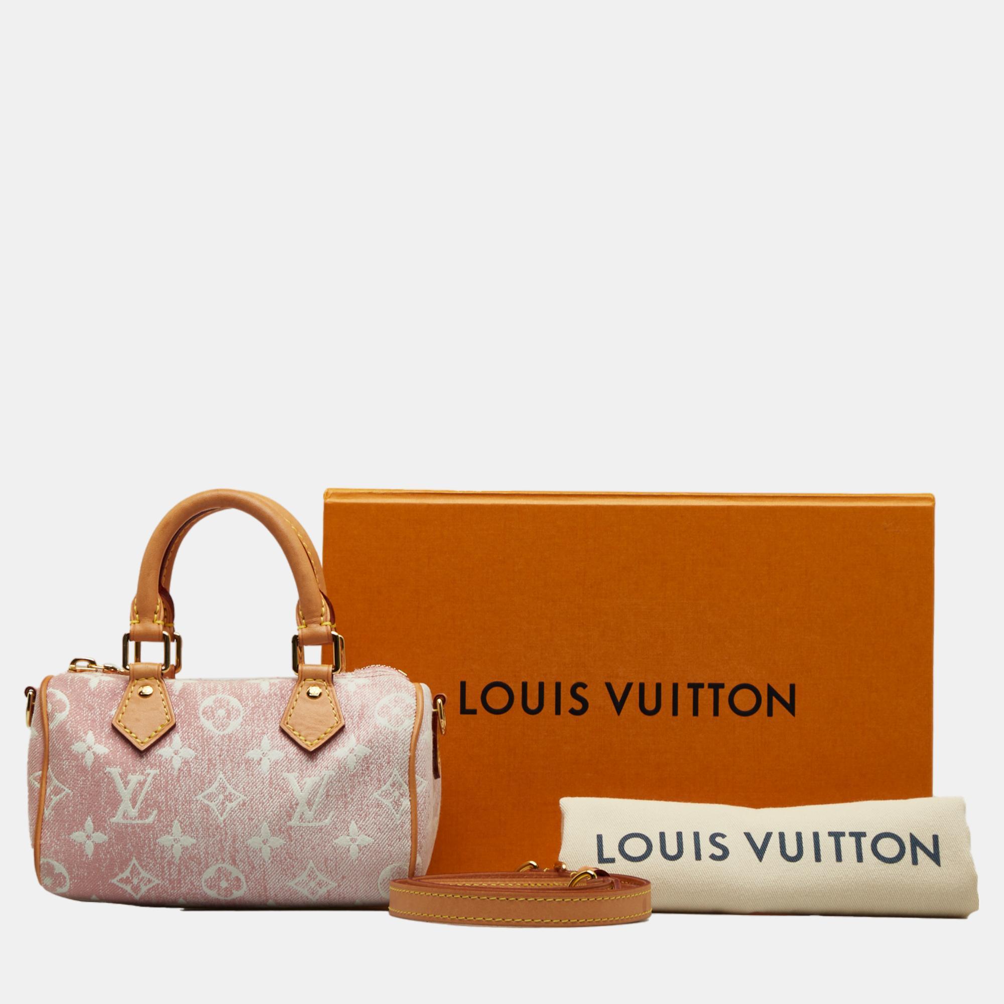 Louis Vuitton Pink Nano Rose Denim Speedy
