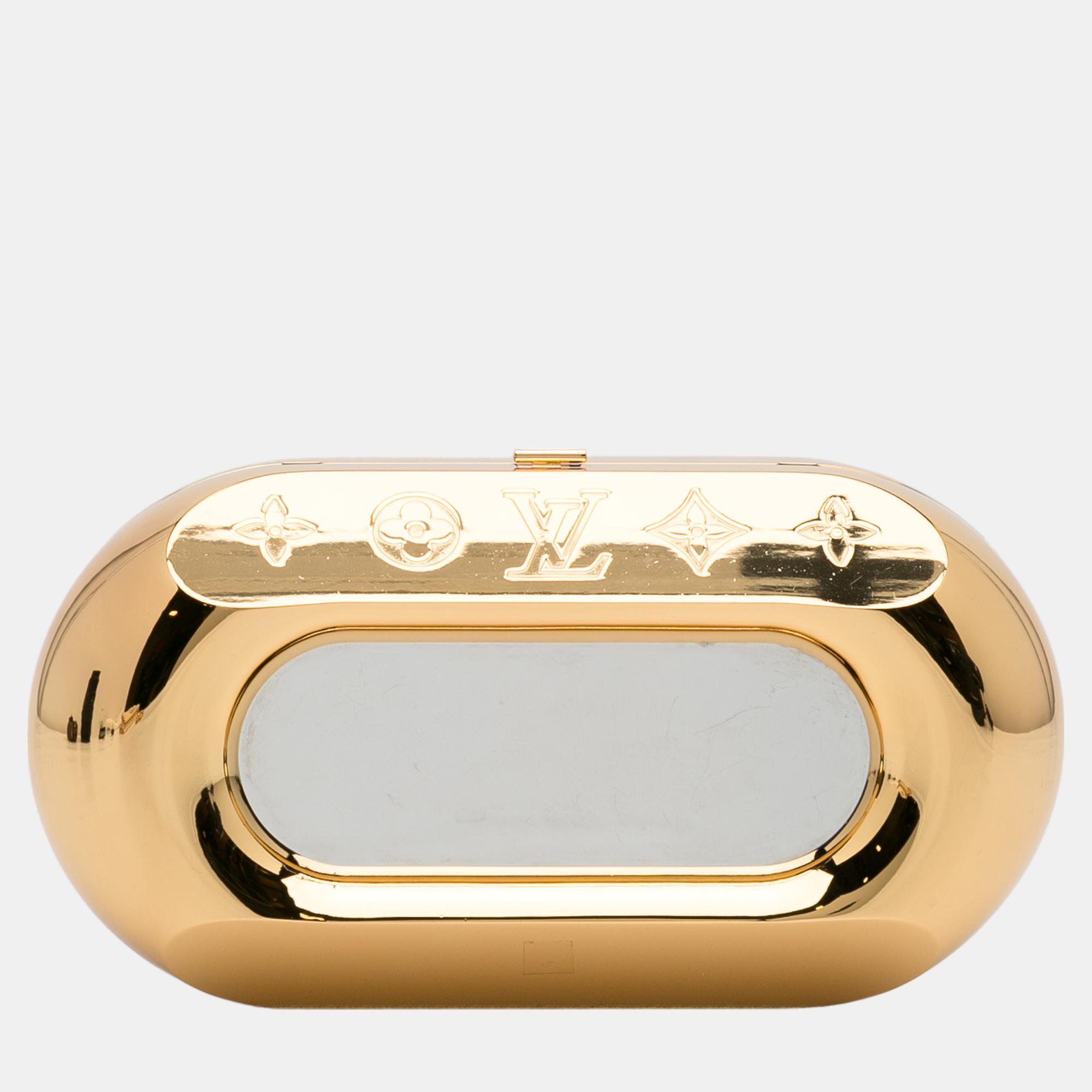 Louis Vuitton Gold Minaudiere Shell Clutch