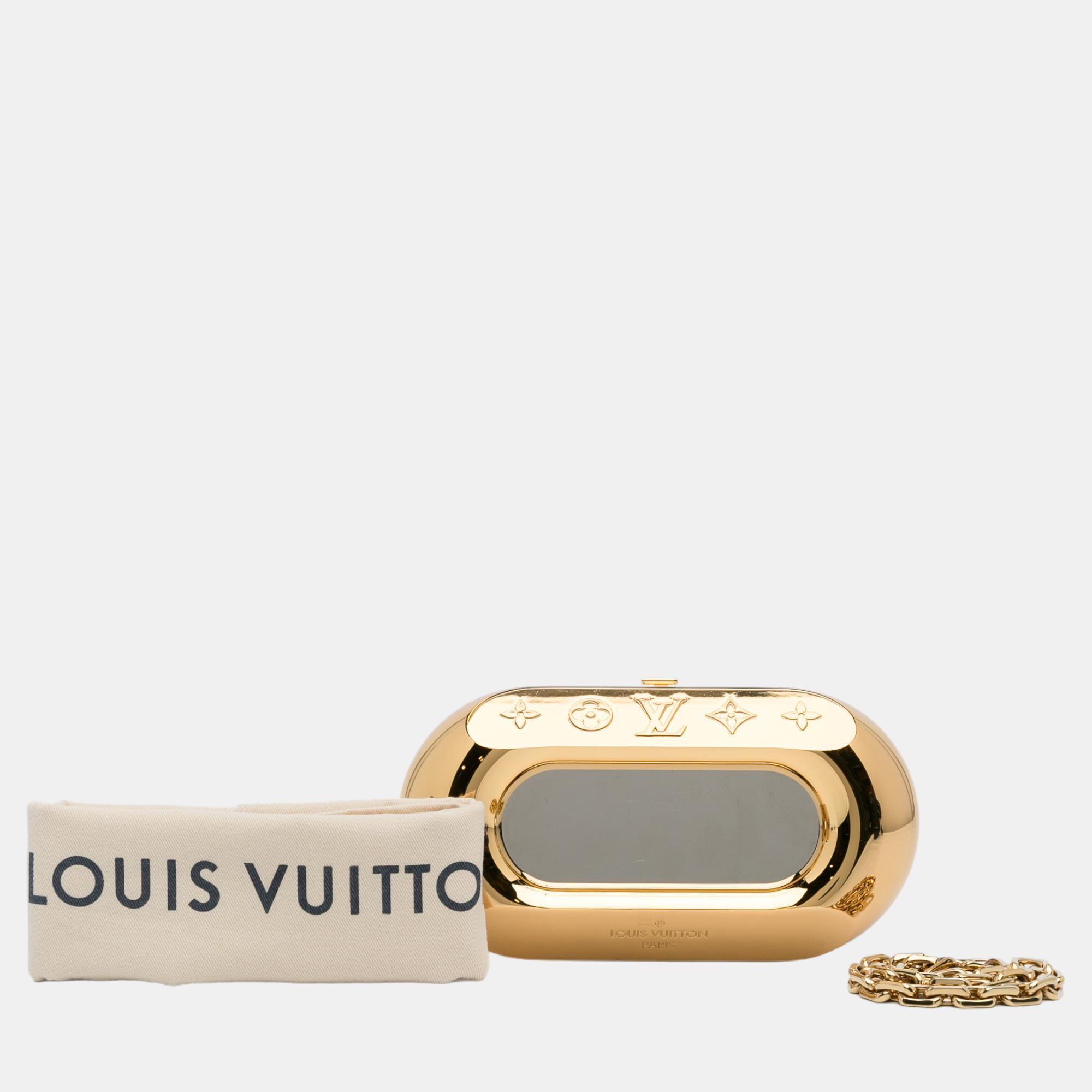 Louis Vuitton Gold Minaudiere Shell Clutch