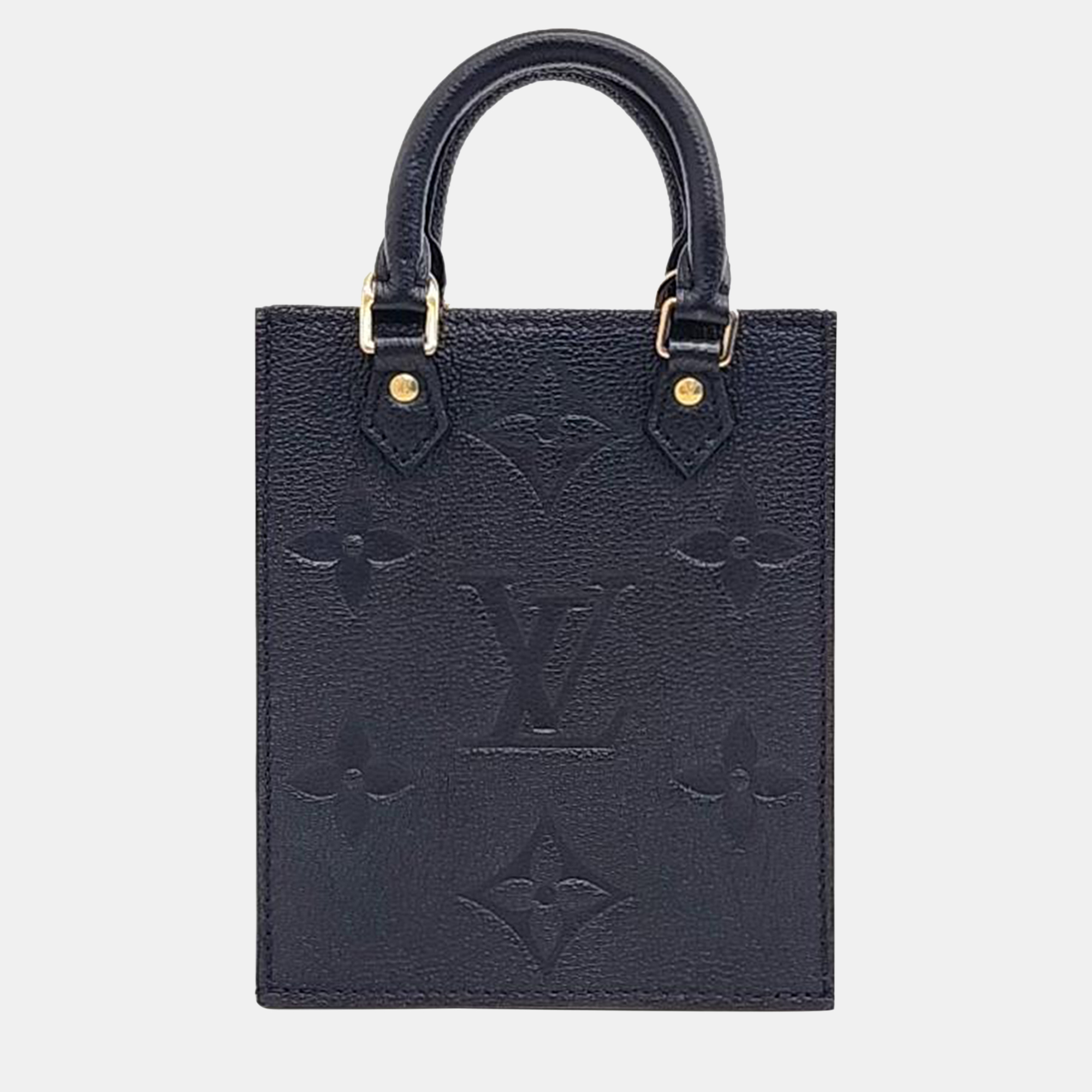 Louis vuitton black monogram empreinte leather petit sac plat bag