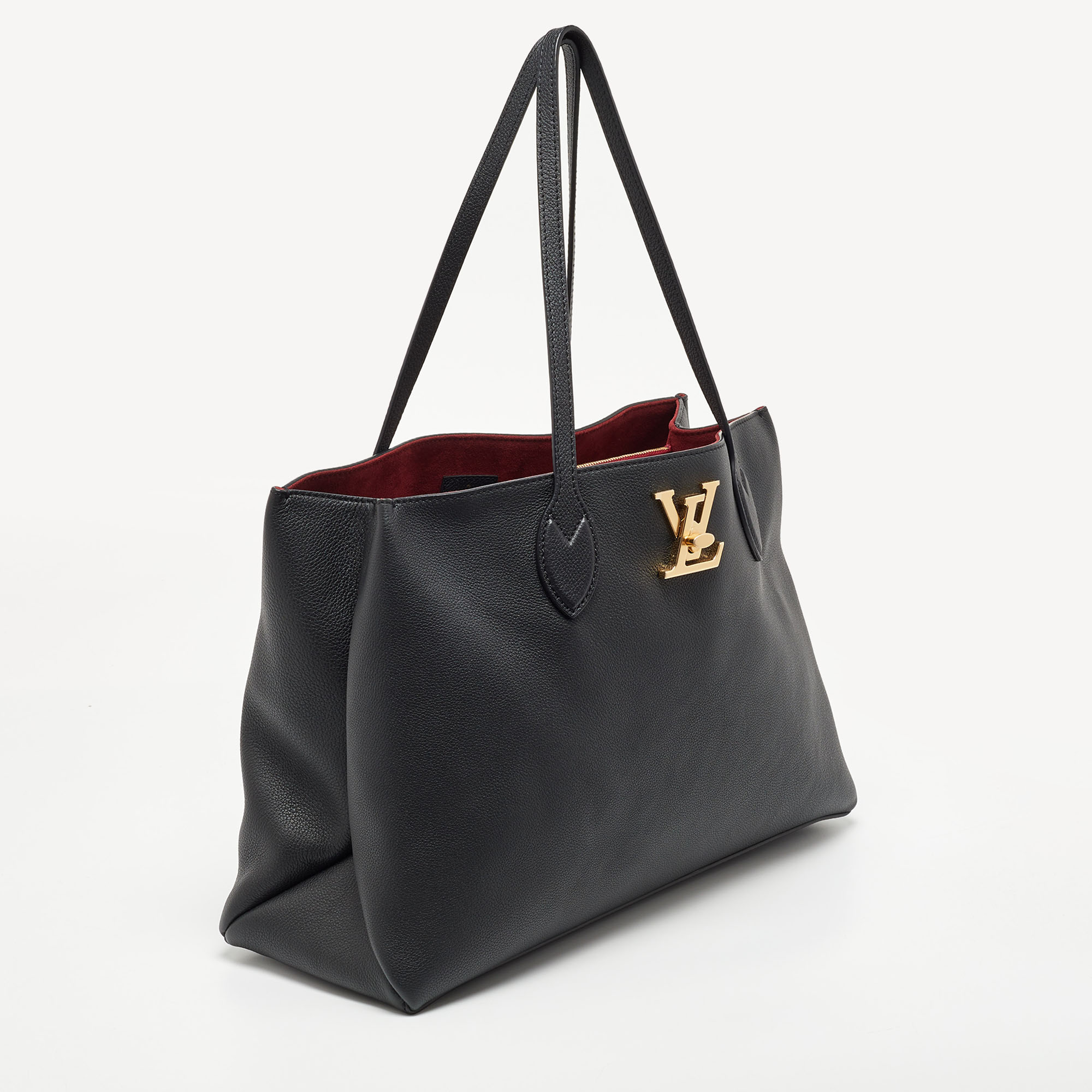 Louis Vuitton Black Leather Lockme Shopper Bag
