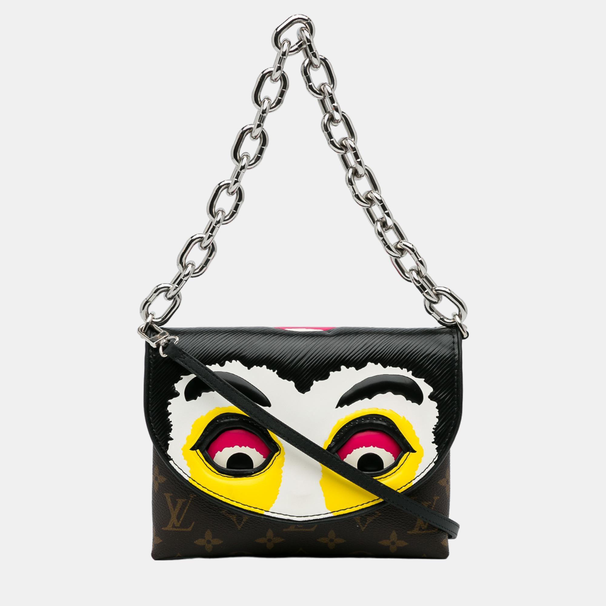 Louis Vuitton Black Monogram And Epi Printed Kabuki Masks Pochette