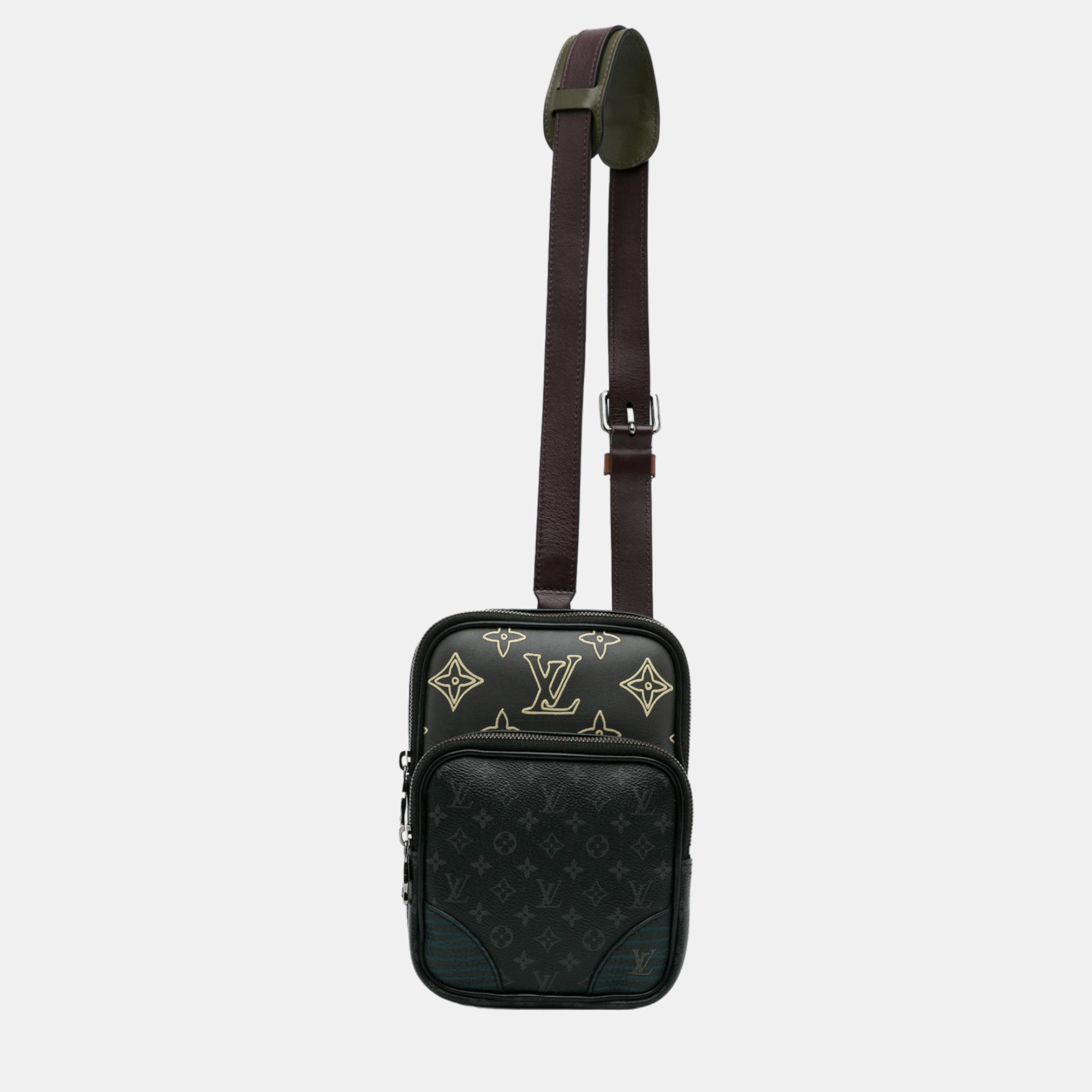 Louis Vuitton Black Monogram Eclipse Amazone Patchwork Sling Bag