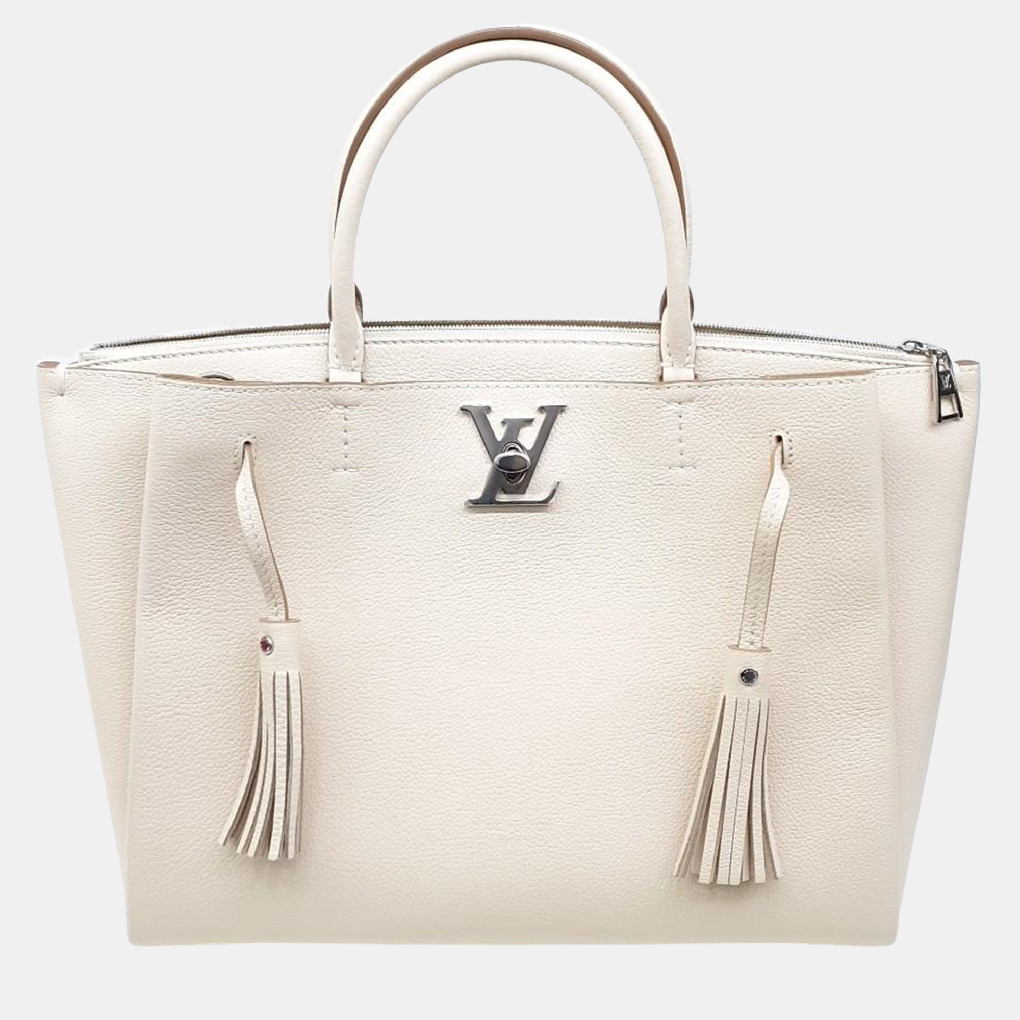 Louis Vuitton Leather Cream Beige Lockme Tote