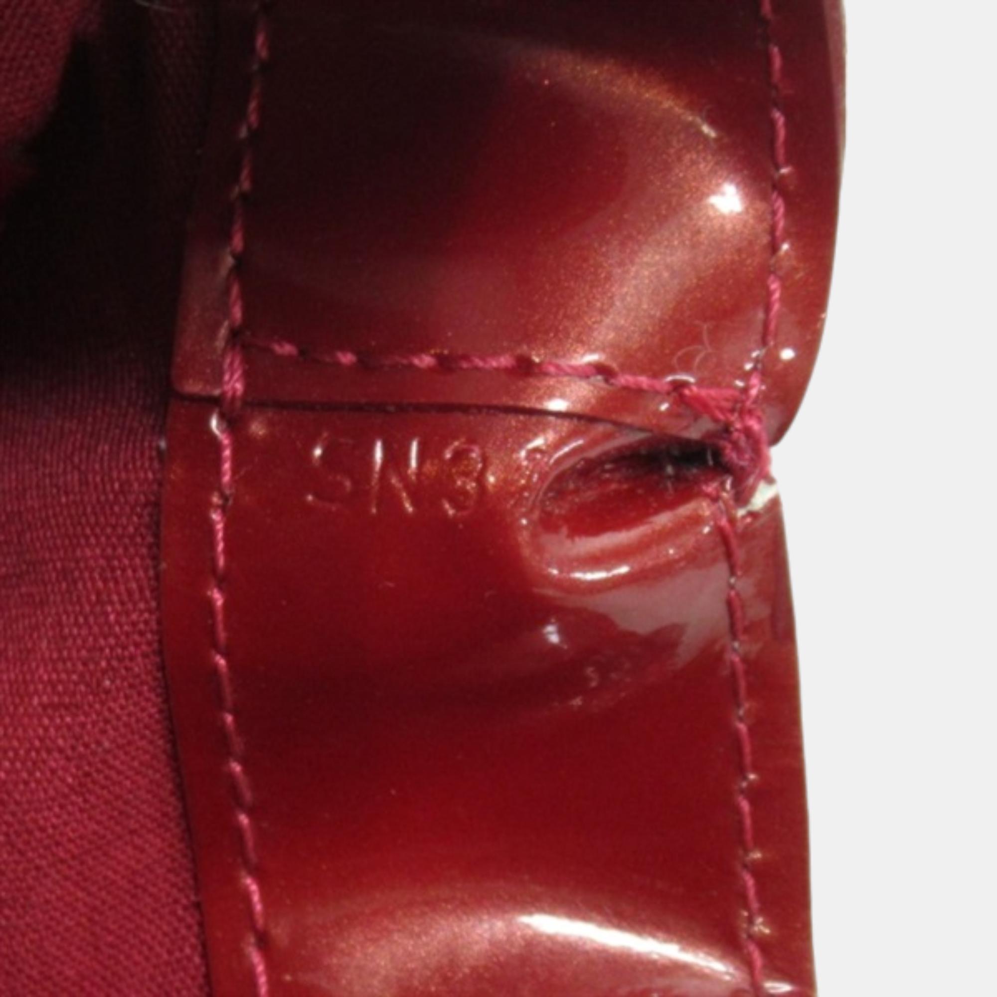 Louis Vuitton Red Leather Monogram Vernis Wilshire PM Handbag