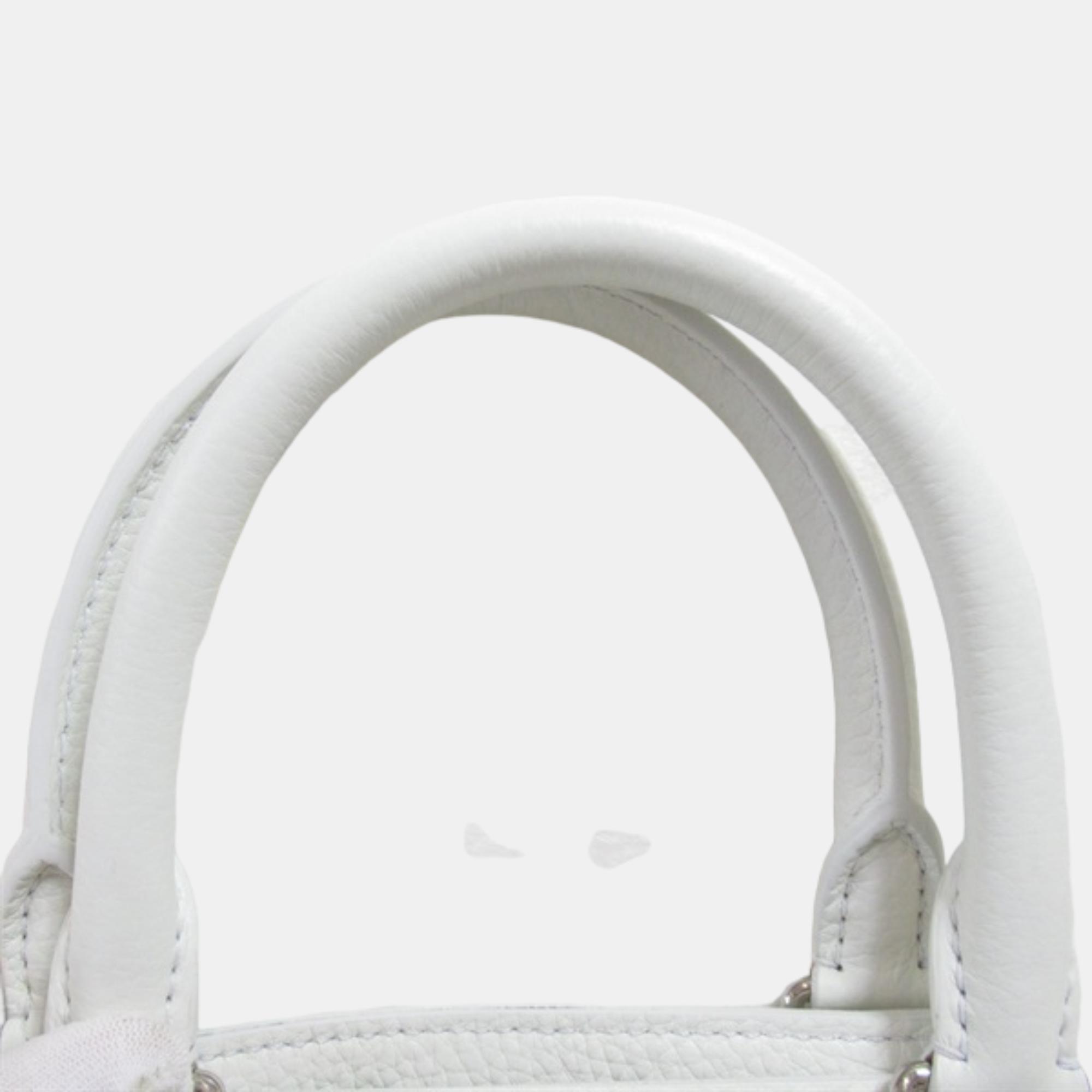 Louis Vuitton White Leather X Yayoi Kusama Sac Plat Tote Bag