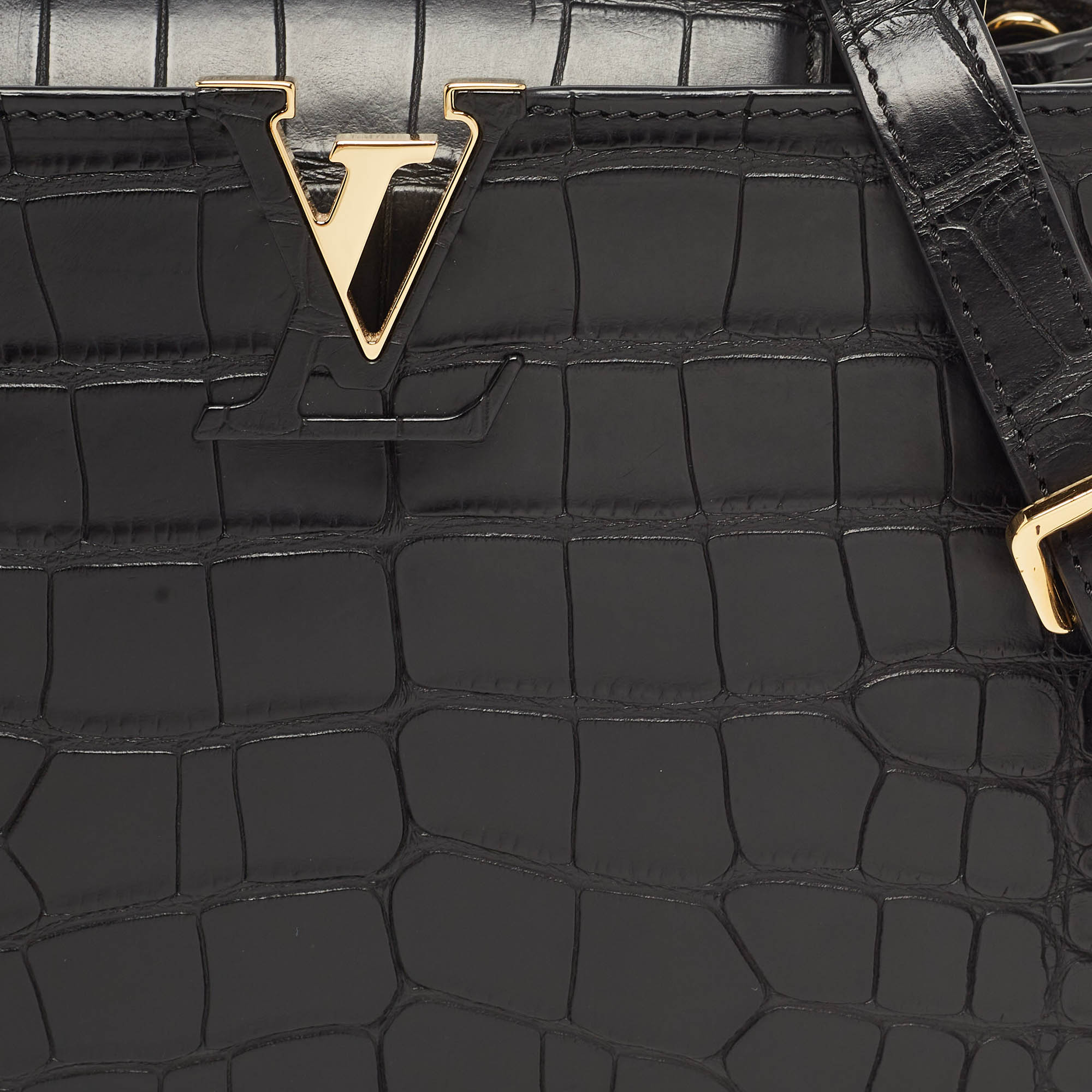 Louis Vuitton Matte Black Alligator Capucines BB Bag