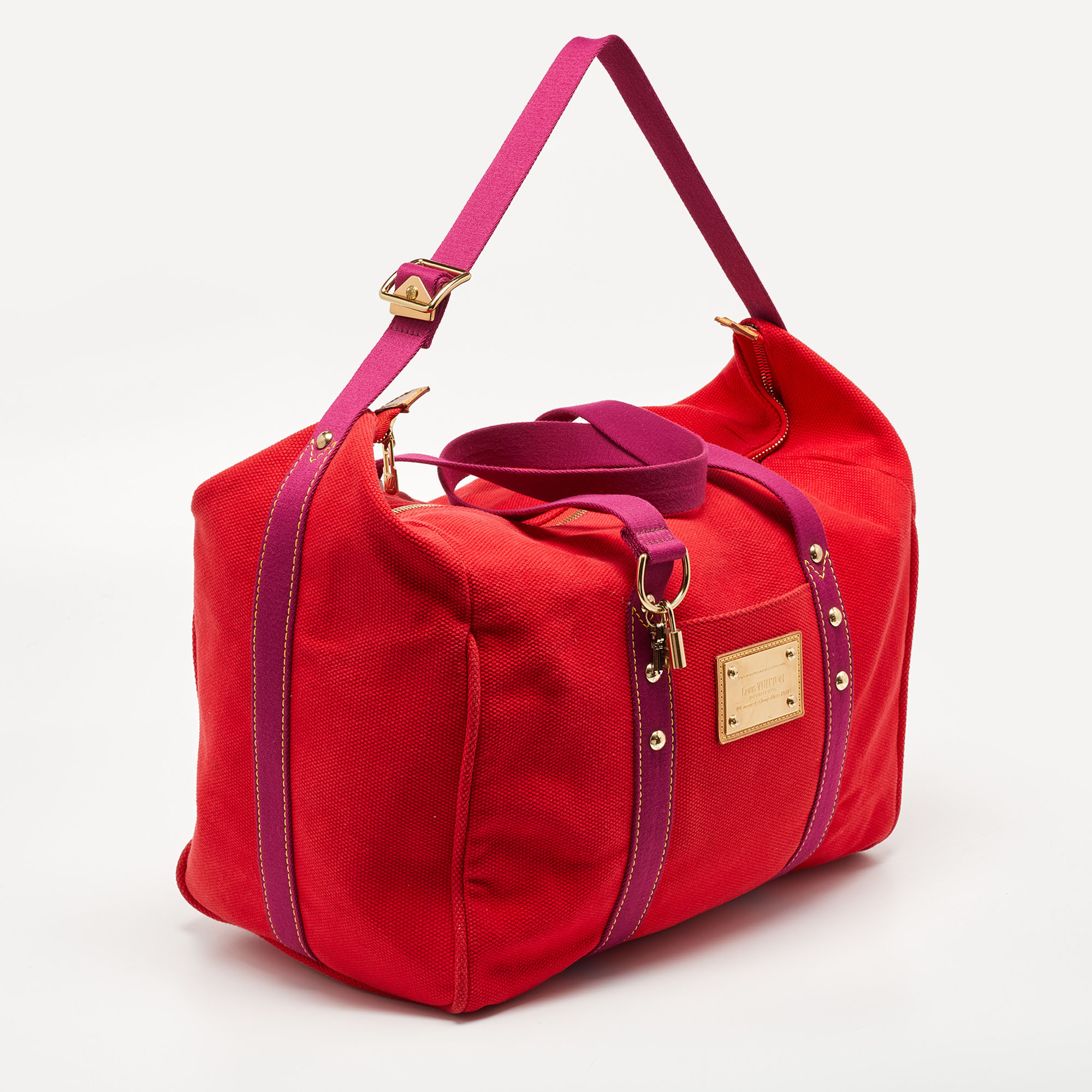 Louis Vuitton Rouge Toile Canvas Antigua Sac Weekend Bag