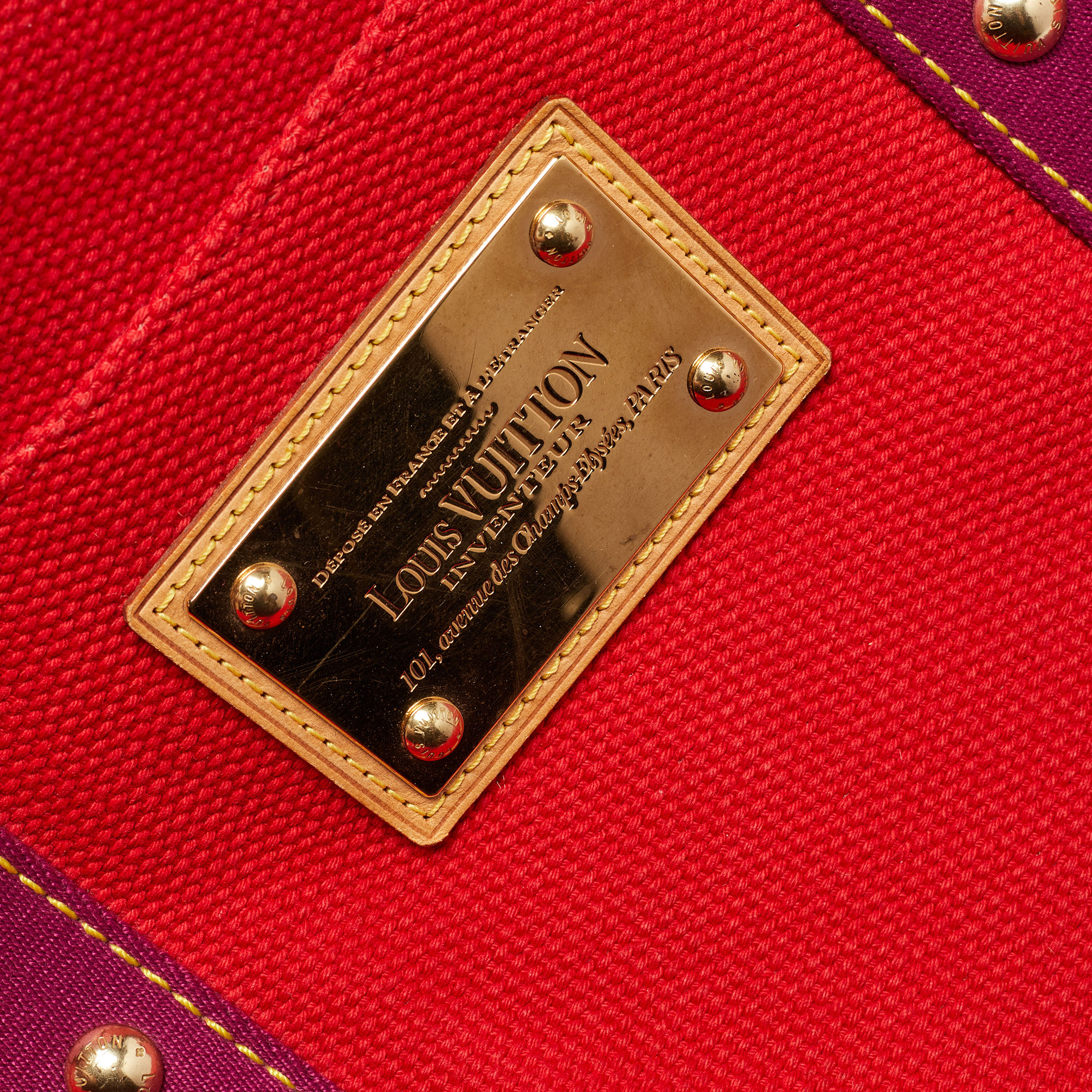 Louis Vuitton Rouge Toile Canvas Antigua Sac Weekend Bag