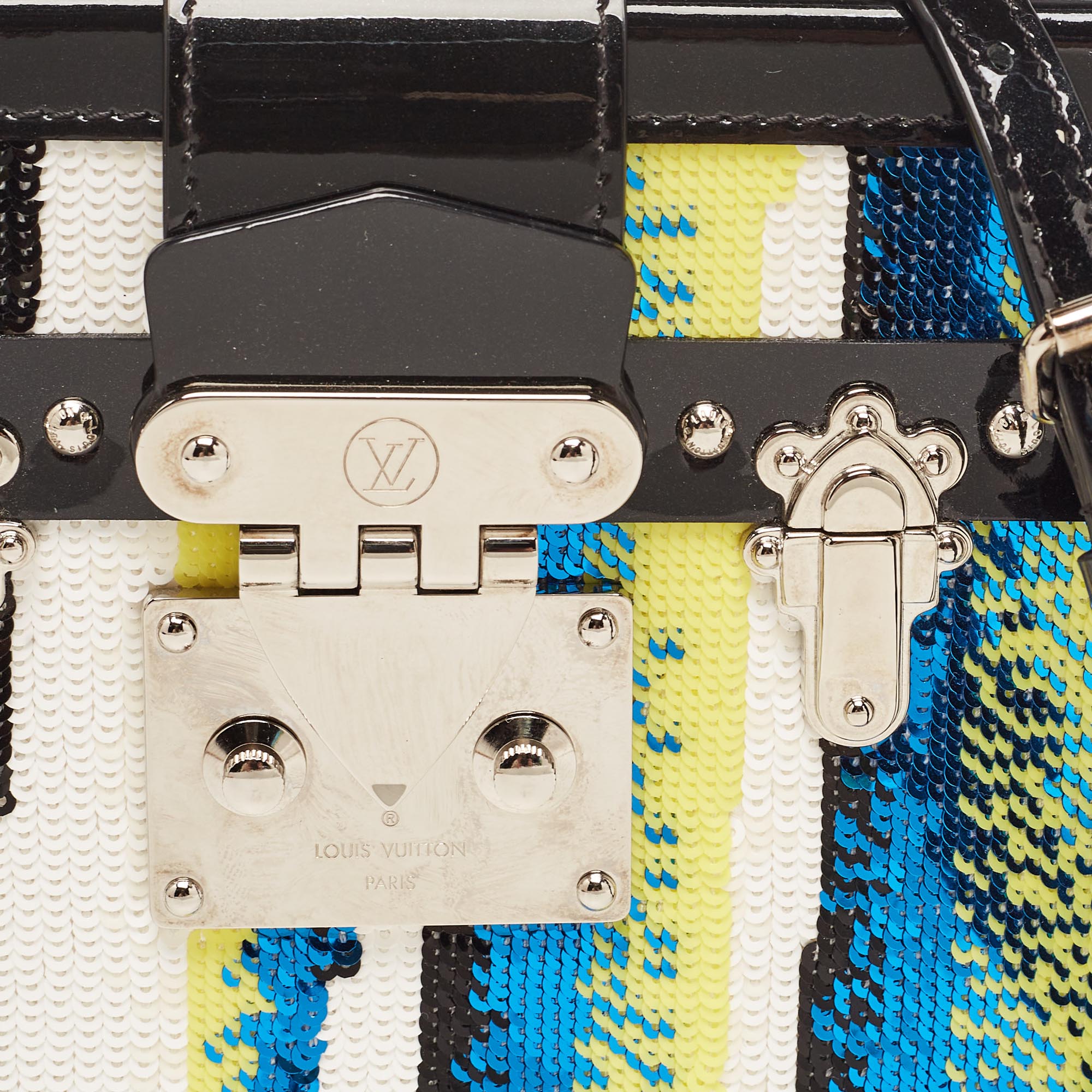 Louis Vuitton Multicolor Patent Leather And Sequins Petite Malle Bag