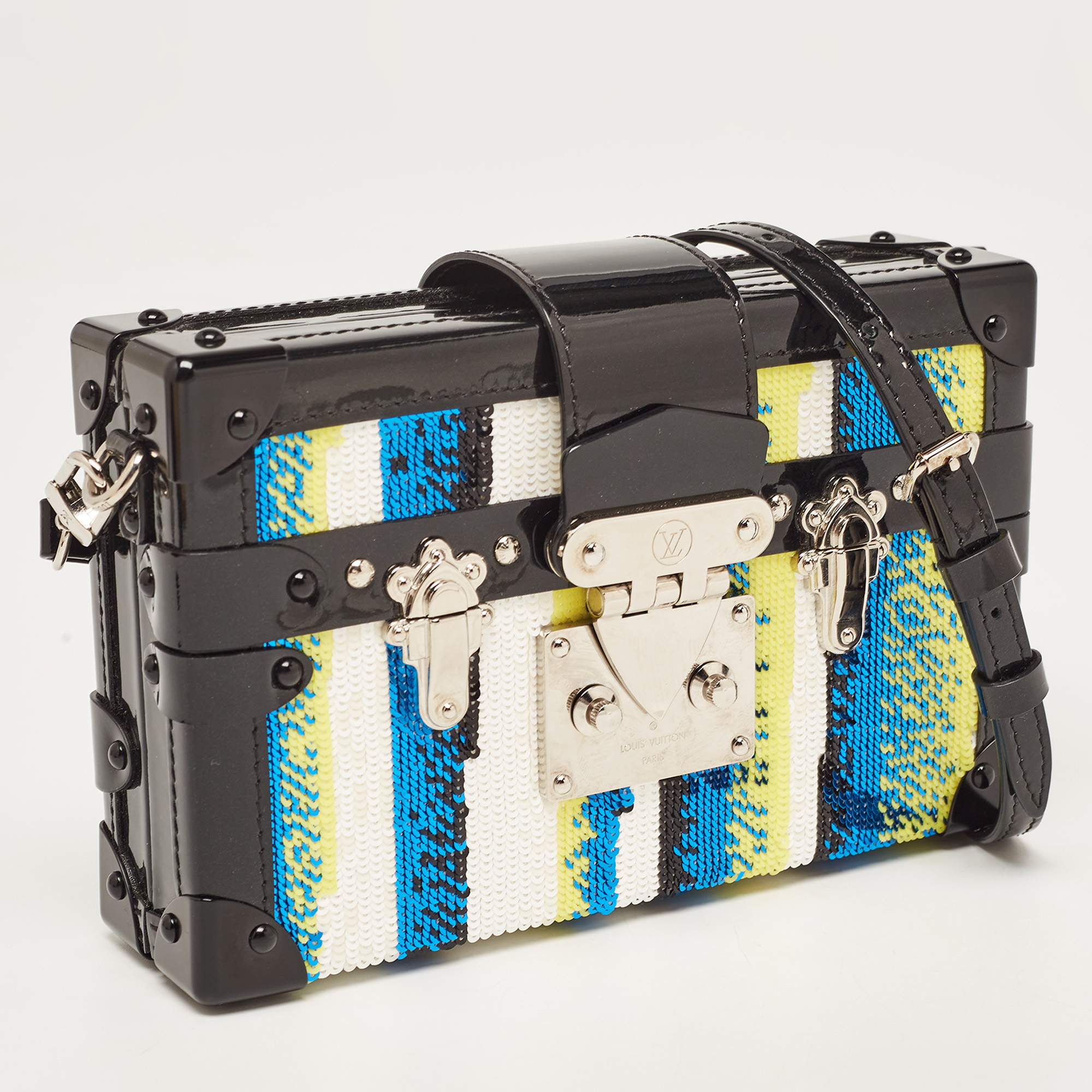 Louis Vuitton Multicolor Patent Leather And Sequins Petite Malle Bag