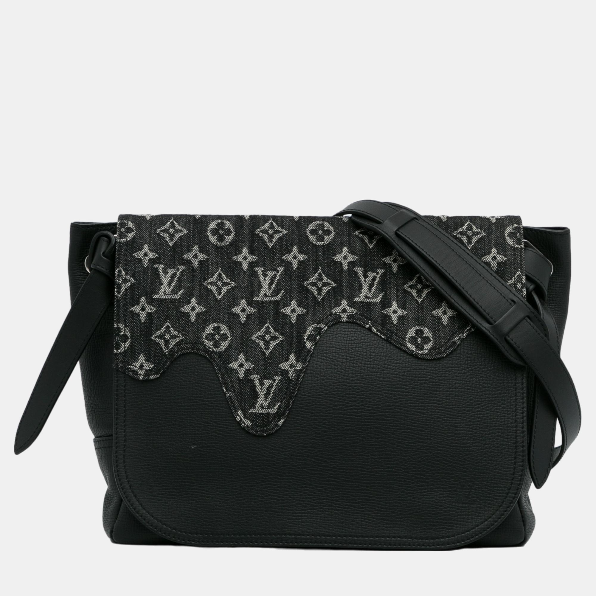 Louis Vuitton Black Monogram Denim Taurillon Nigo Besace Tokyo Messenger Bag