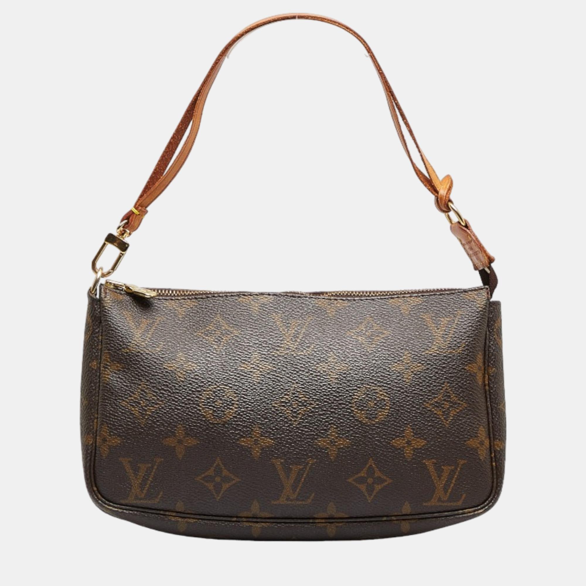 Louis Vuitton Brown Canvas Monogram Pochette Accessoires Shoulder Bag