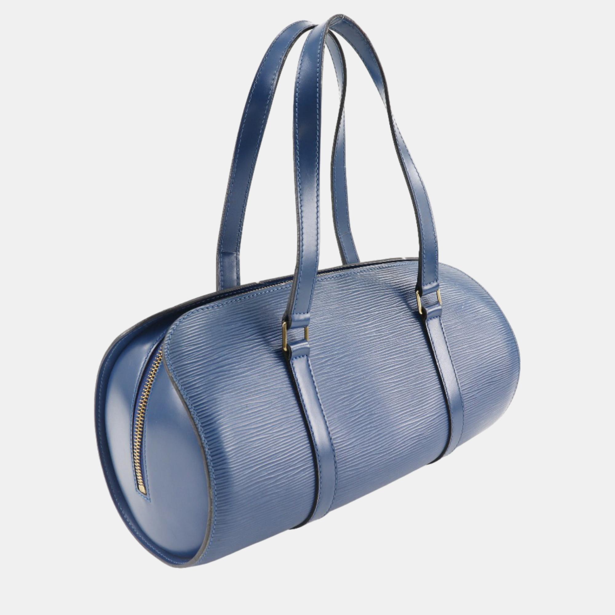 Louis Vuitton Blue Leather Epi Soufflot Handbag