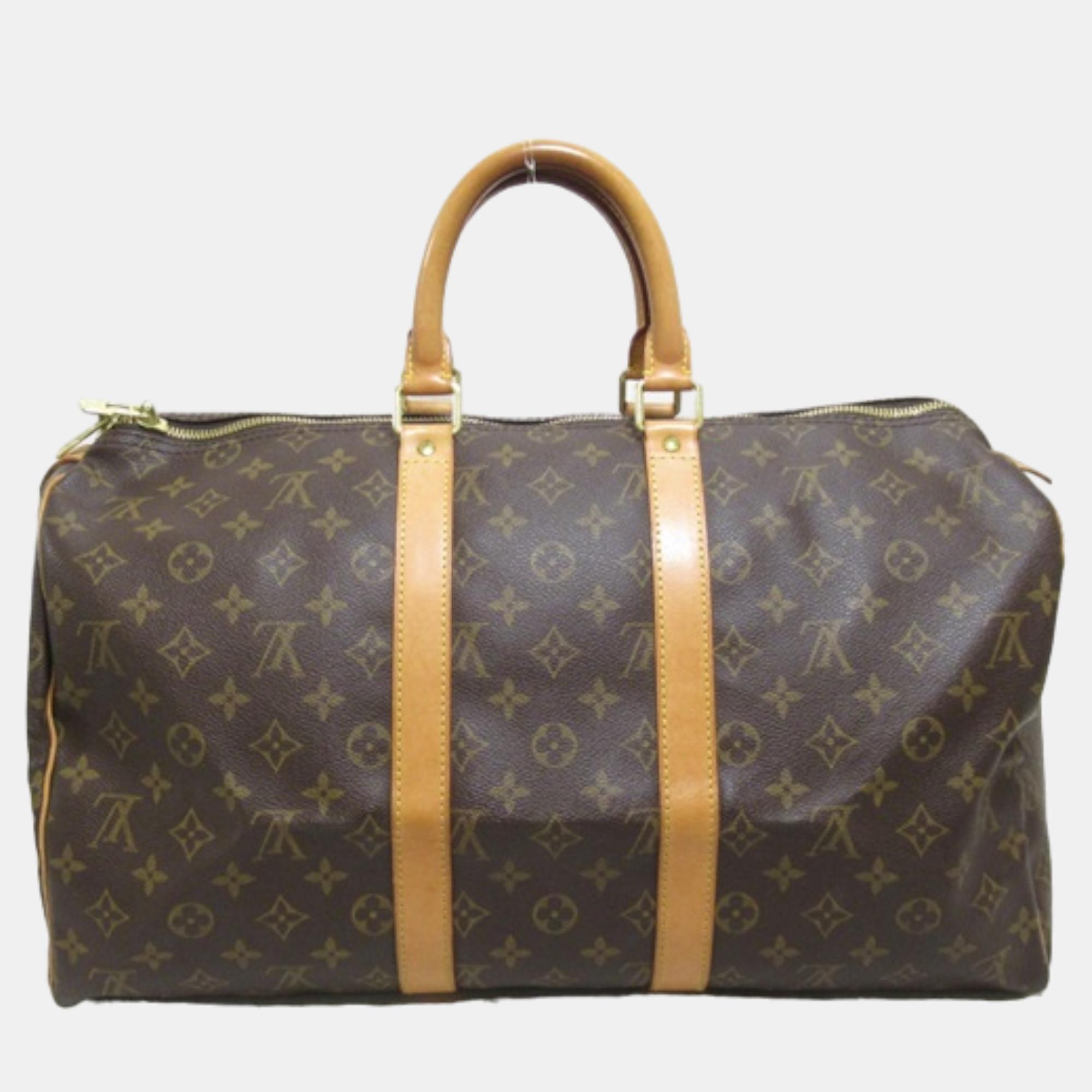 Louis Vuitton Brown Canvas Monogram Keepall 45 Travel Bag
