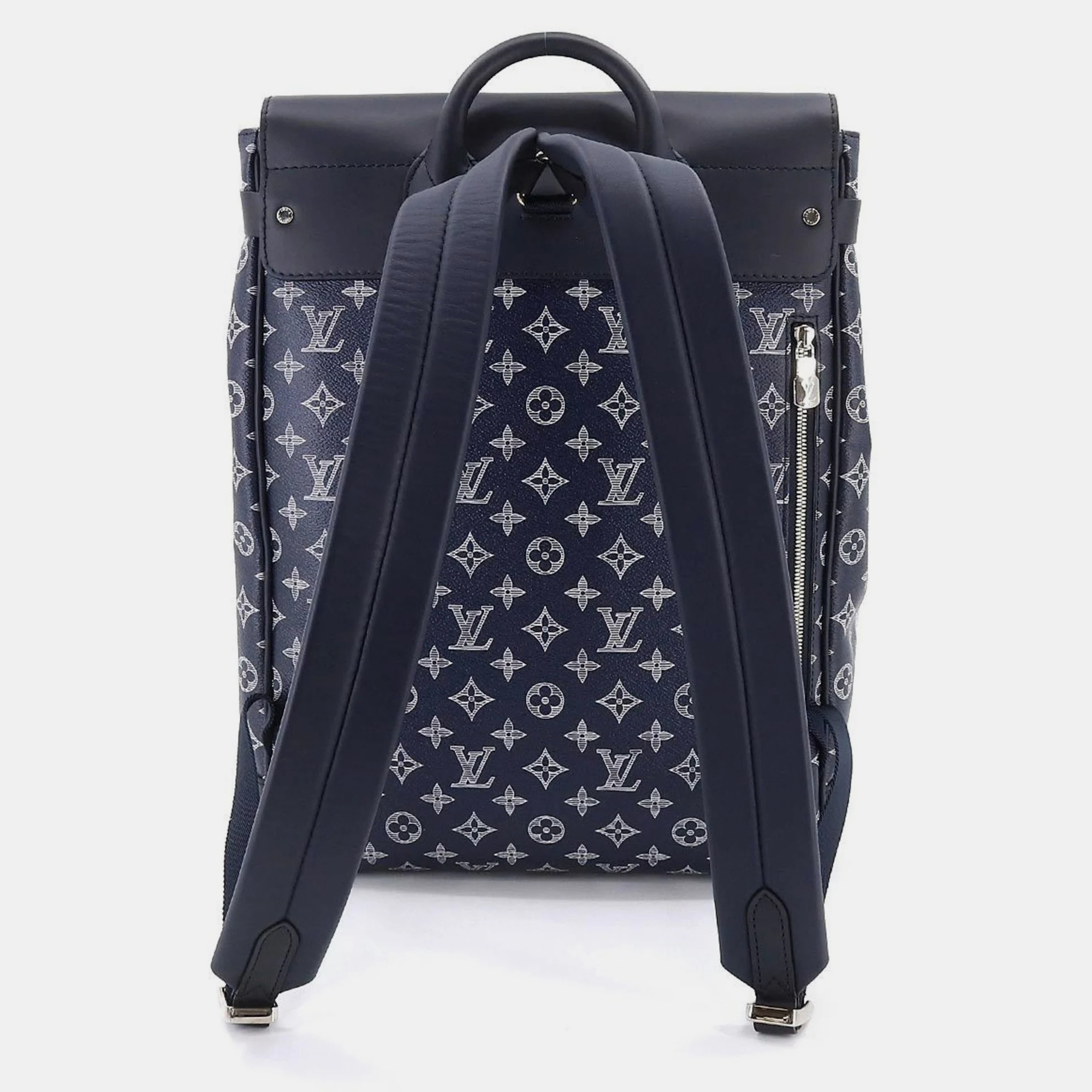 Louis Vuitton Blue Leather And Monogram Canvas Savane Steamer Backpack