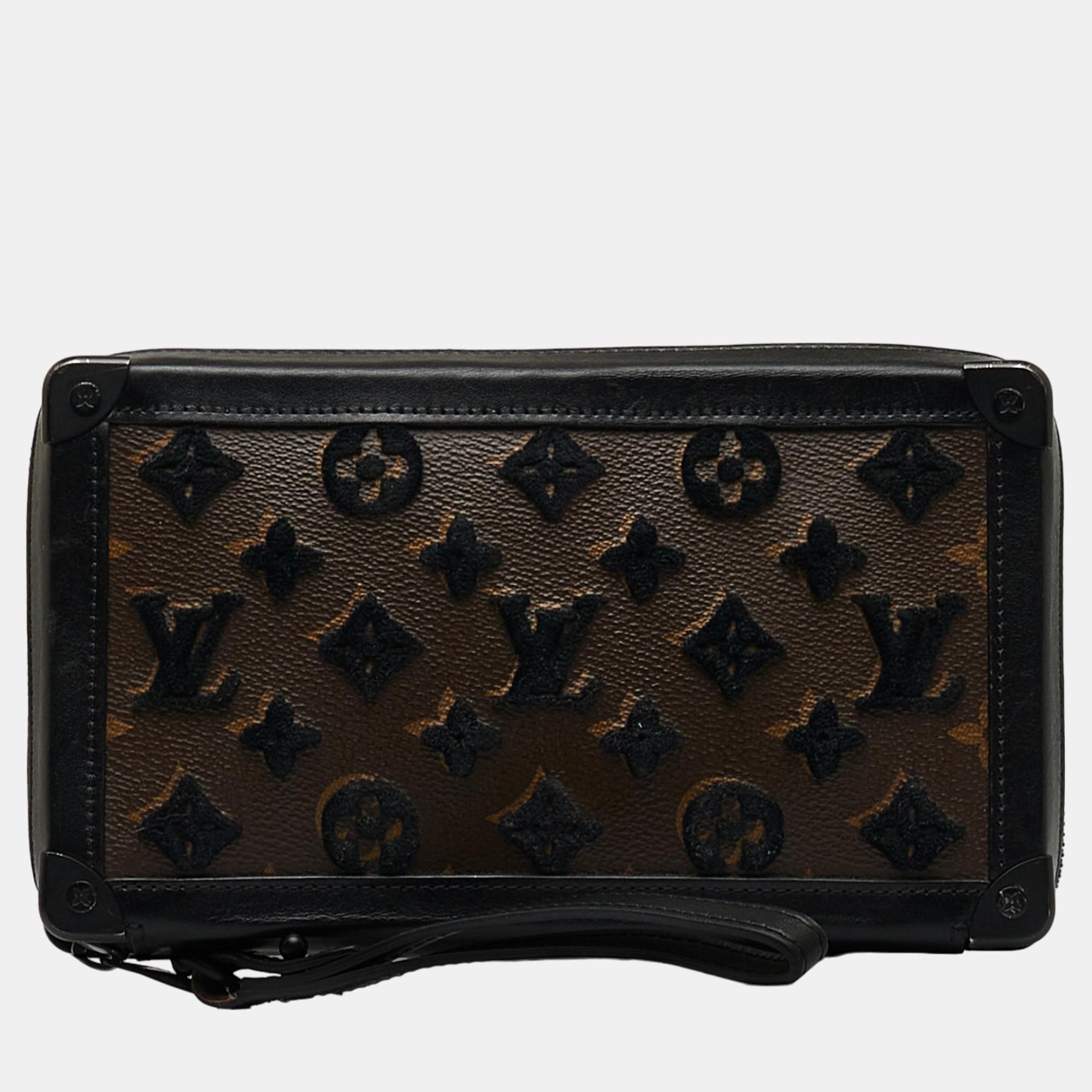 Louis Vuitton Black/Brown Monogram Tuffetage Soft Trunk Clutch