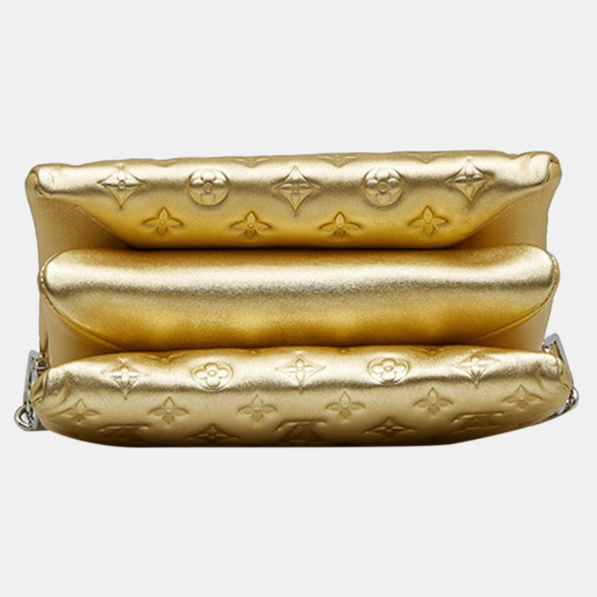 Louis Vuitton Gold Leather Monogram Embossed Coussin PM Satchel Bag