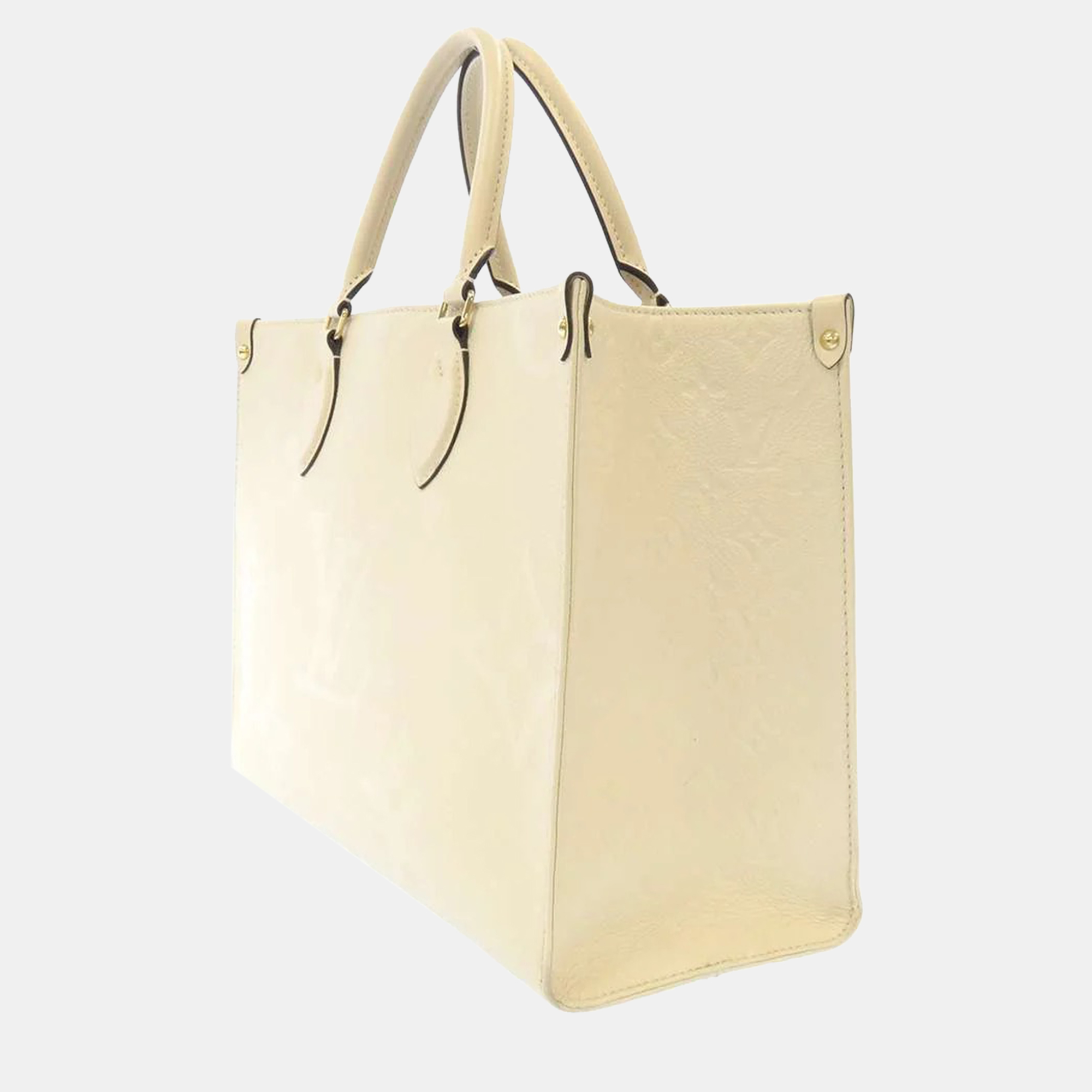 LOUIS VUITTON Cream Leather Giant Onthego MM Tote