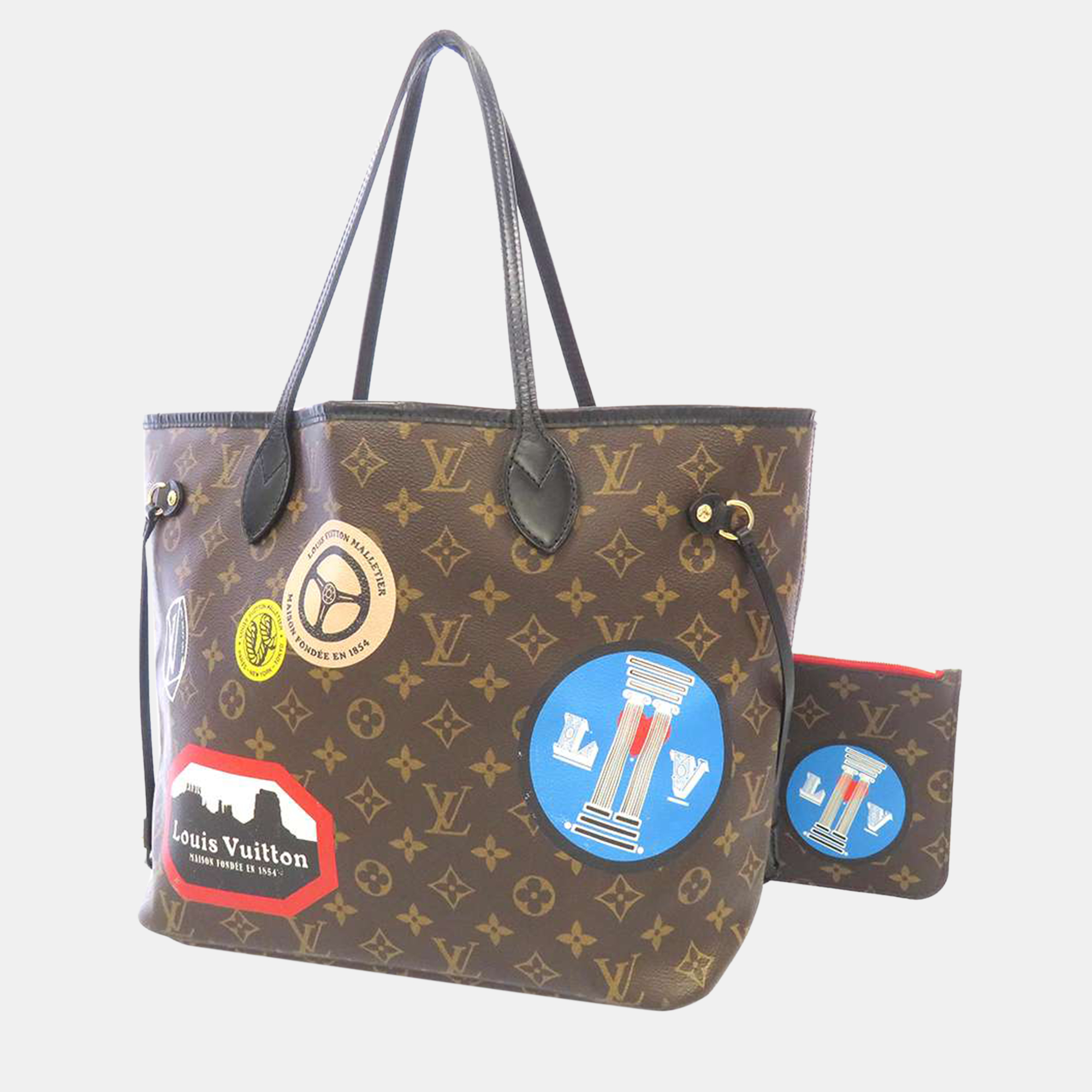 LOUIS VUITTON Damier Ebene Travel Stickers Neo Neverfull MM Tote