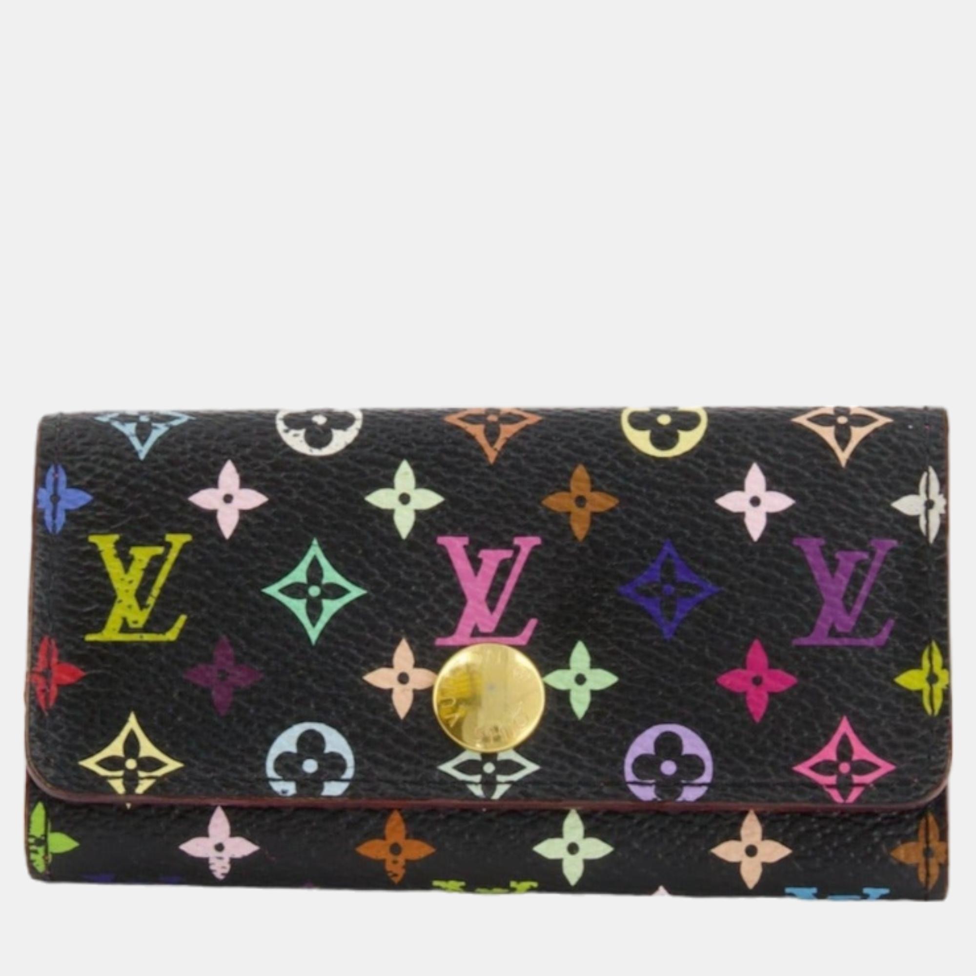 Louis vuitton x takashi murakami black with multicolour monogram canvas key holder