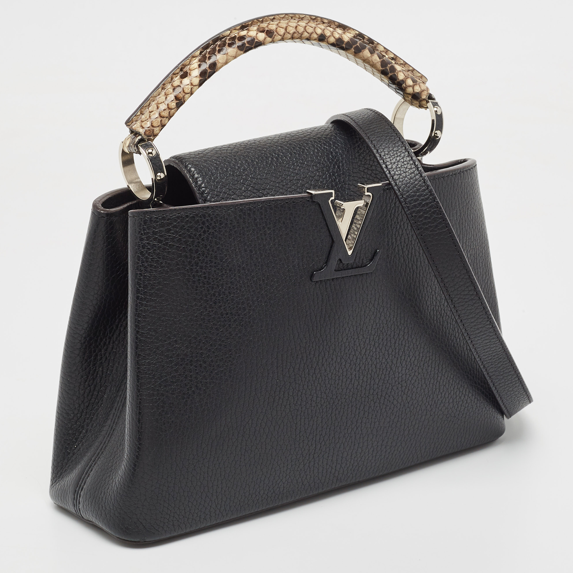 Louis Vuitton Black/Beige Taurillon Leather And Python Capucines BB Bag