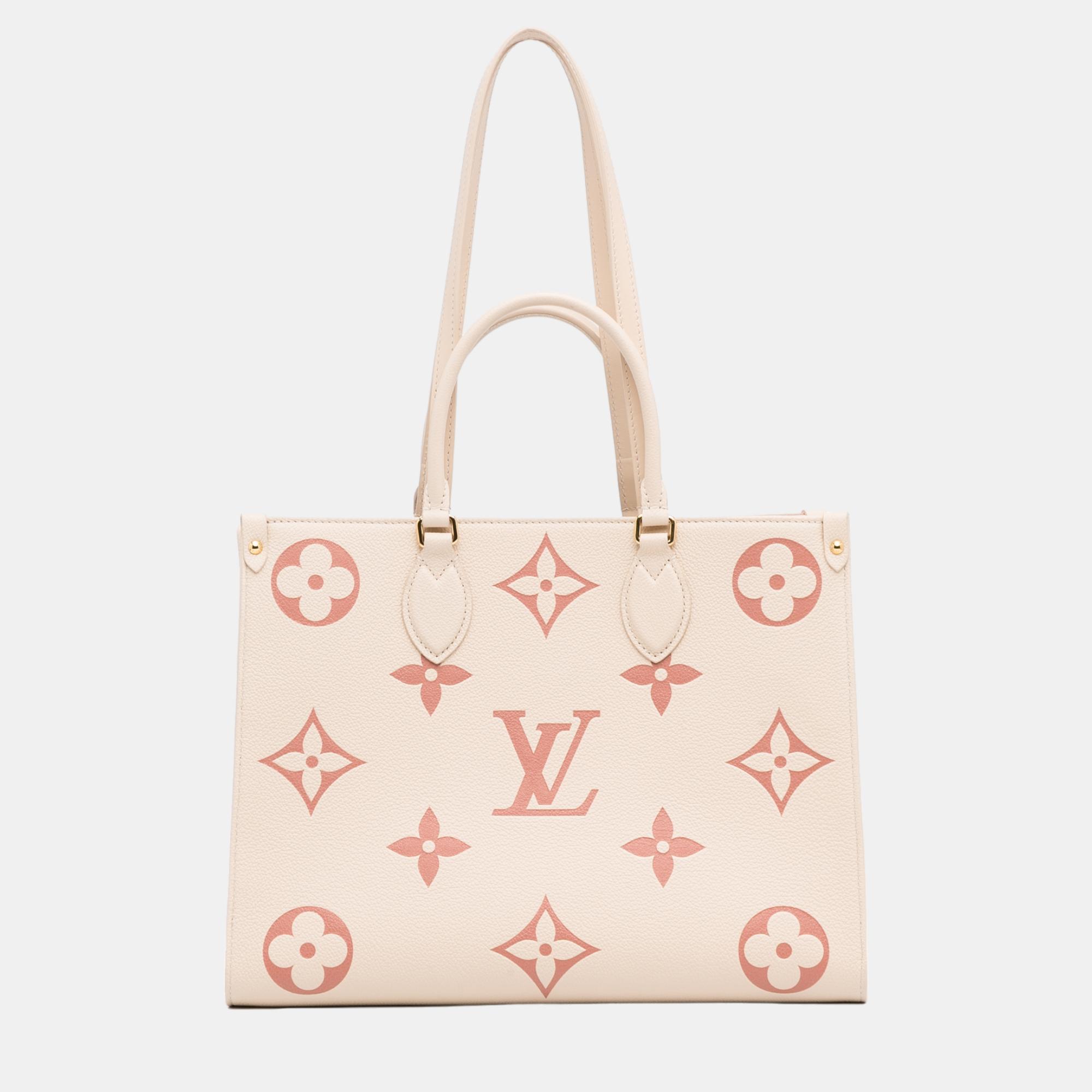 Louis Vuitton Beige/Pink Monogram Bicolor Giant Empreinte OnTheGo MM