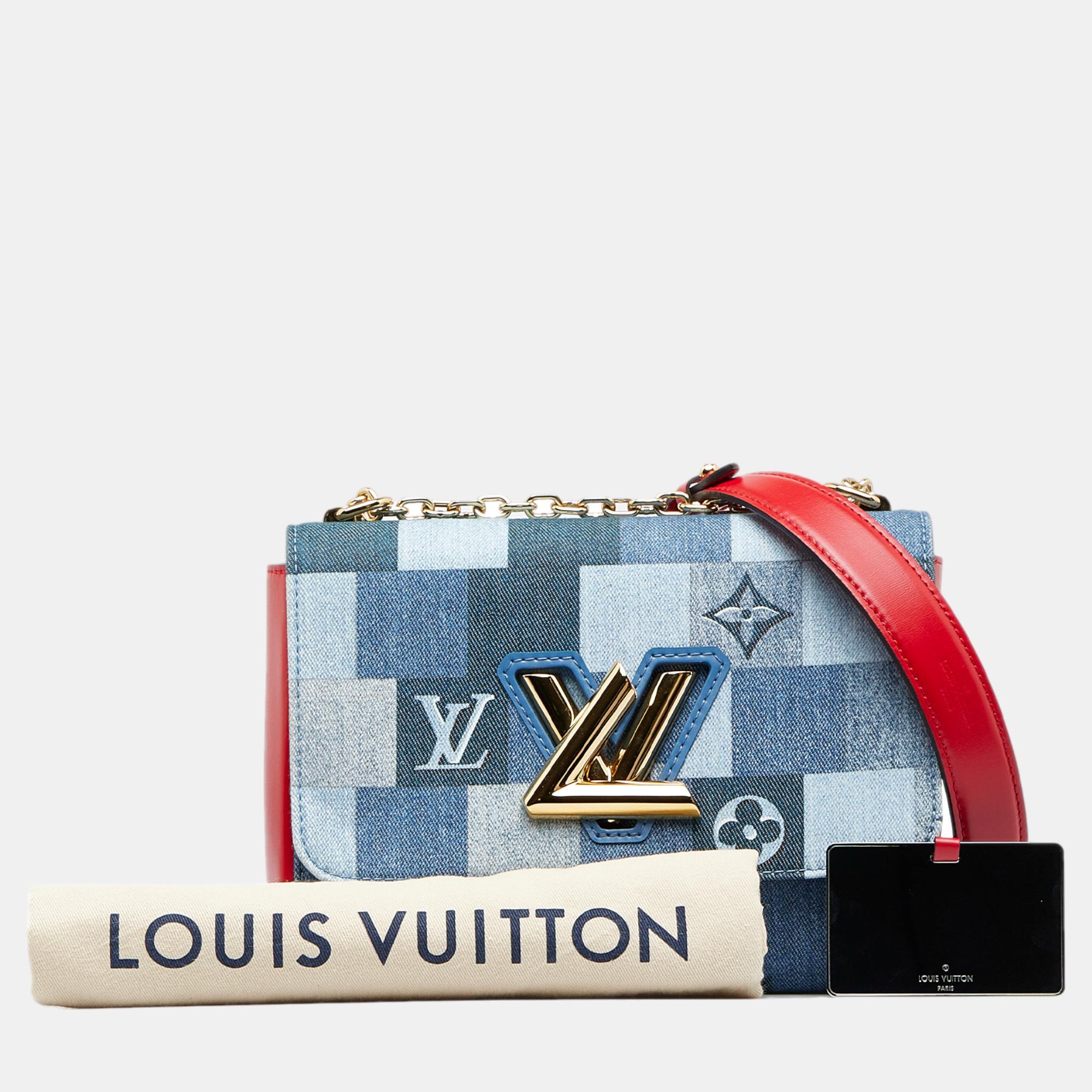 Louis Vuitton Blue Damier Denim Patchwork Twist MM