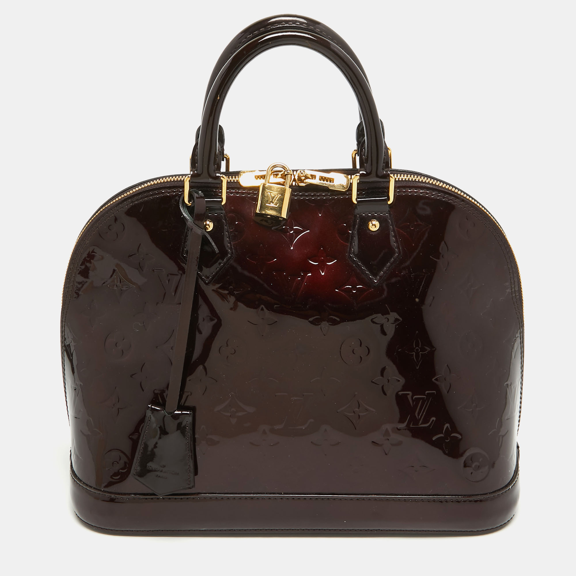 

Louis Vuitton Amarante Monogram Vernis Alma PM Bag, Burgundy