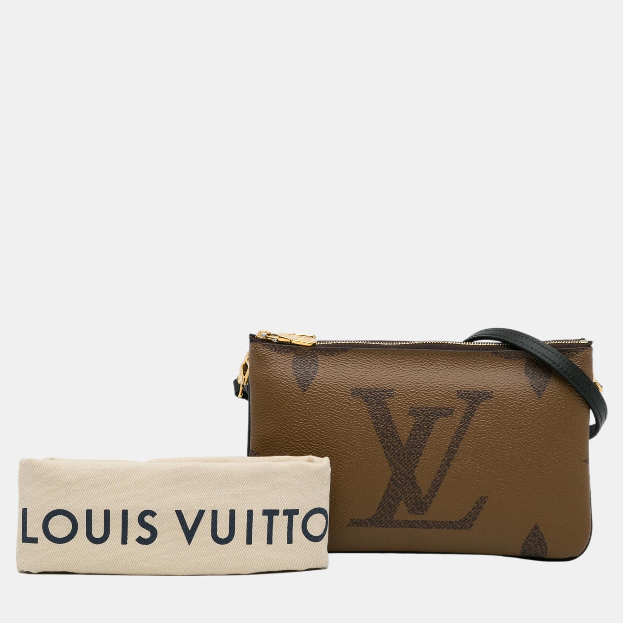 Louis Vuitton Brown Monogram Giant Reverse Double Zip Pochette