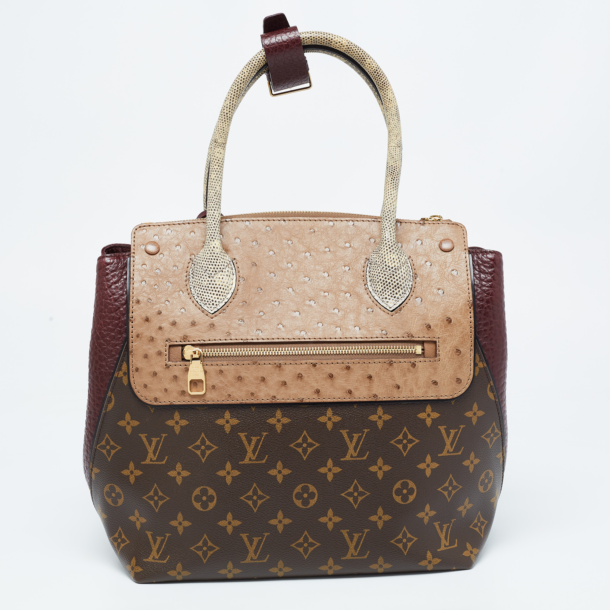 Louis Vuitton Exotique Monogram Lizard,Ostrich And Leather Limited Edition Majestueux MM Bag
