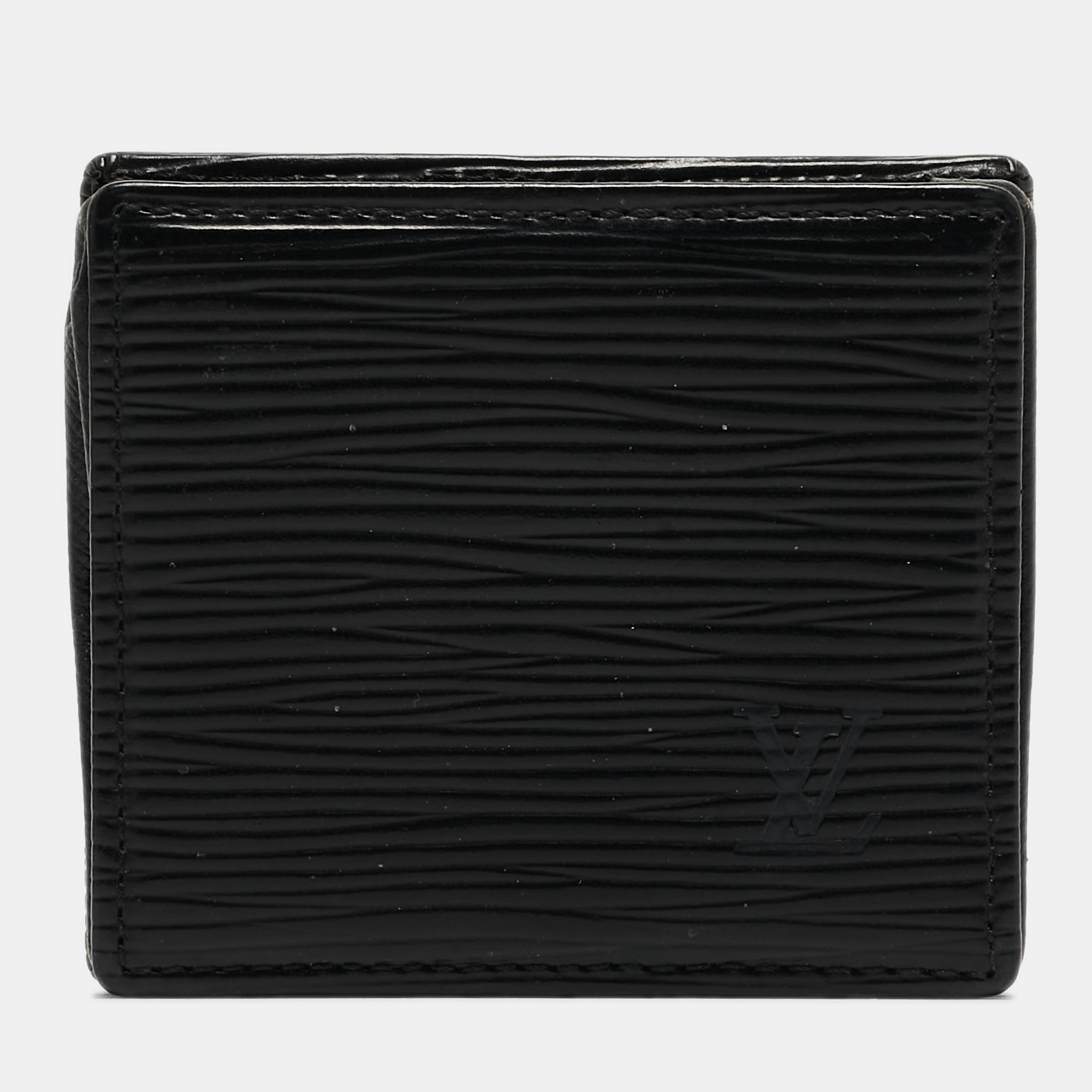 Louis vuitton black epi leather porte-monnaie boite coin purse