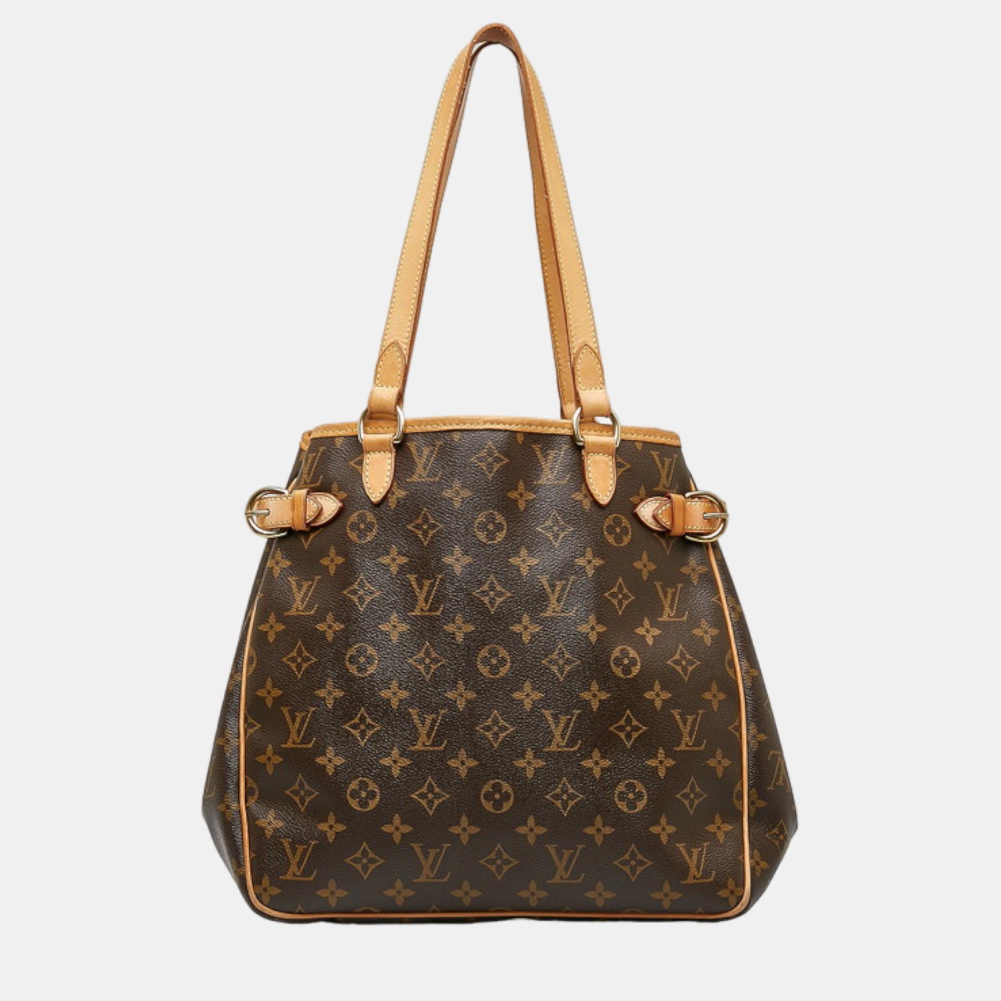 Louis vuitton brown canvas monogram batignolles vertical tote bag