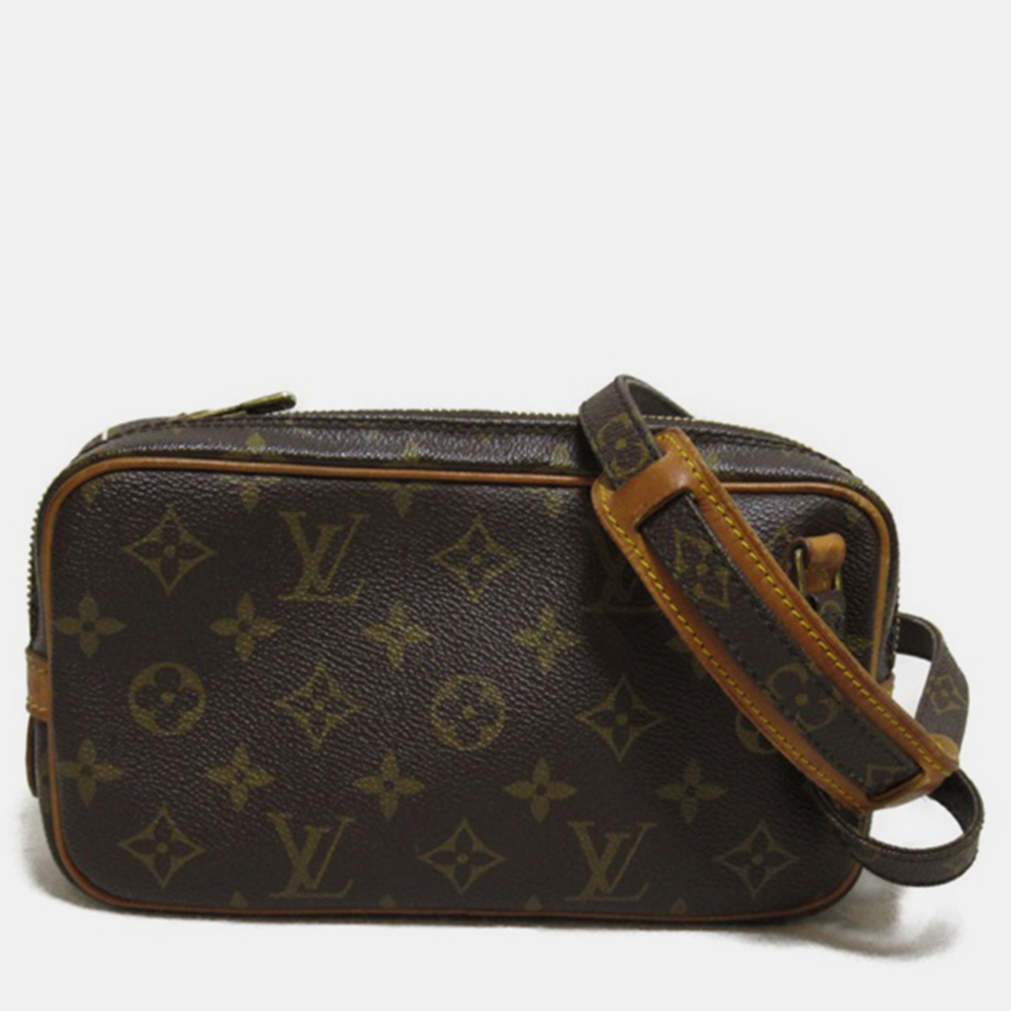 Louis vuitton brown canvas monogram pochette marly bandouliere crossbody bag