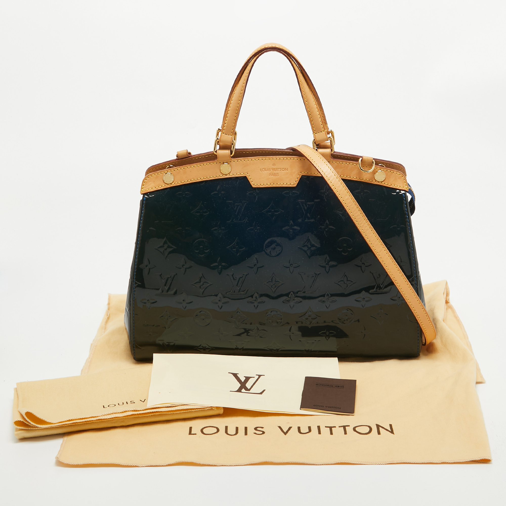 Louis Vuitton Bleu Nuit Monogram Vernis Brea MM Bag