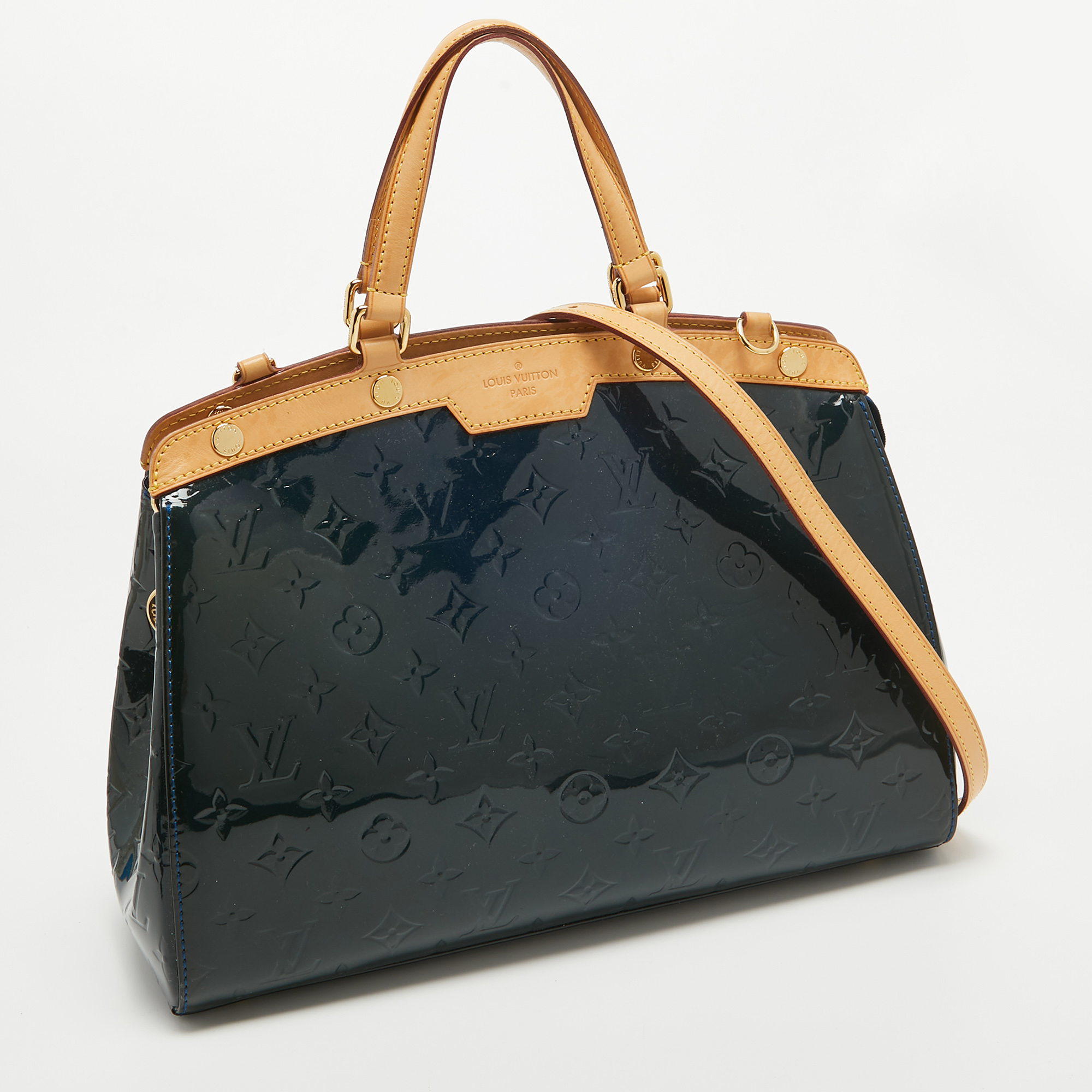 Louis Vuitton Bleu Nuit Monogram Vernis Brea MM Bag