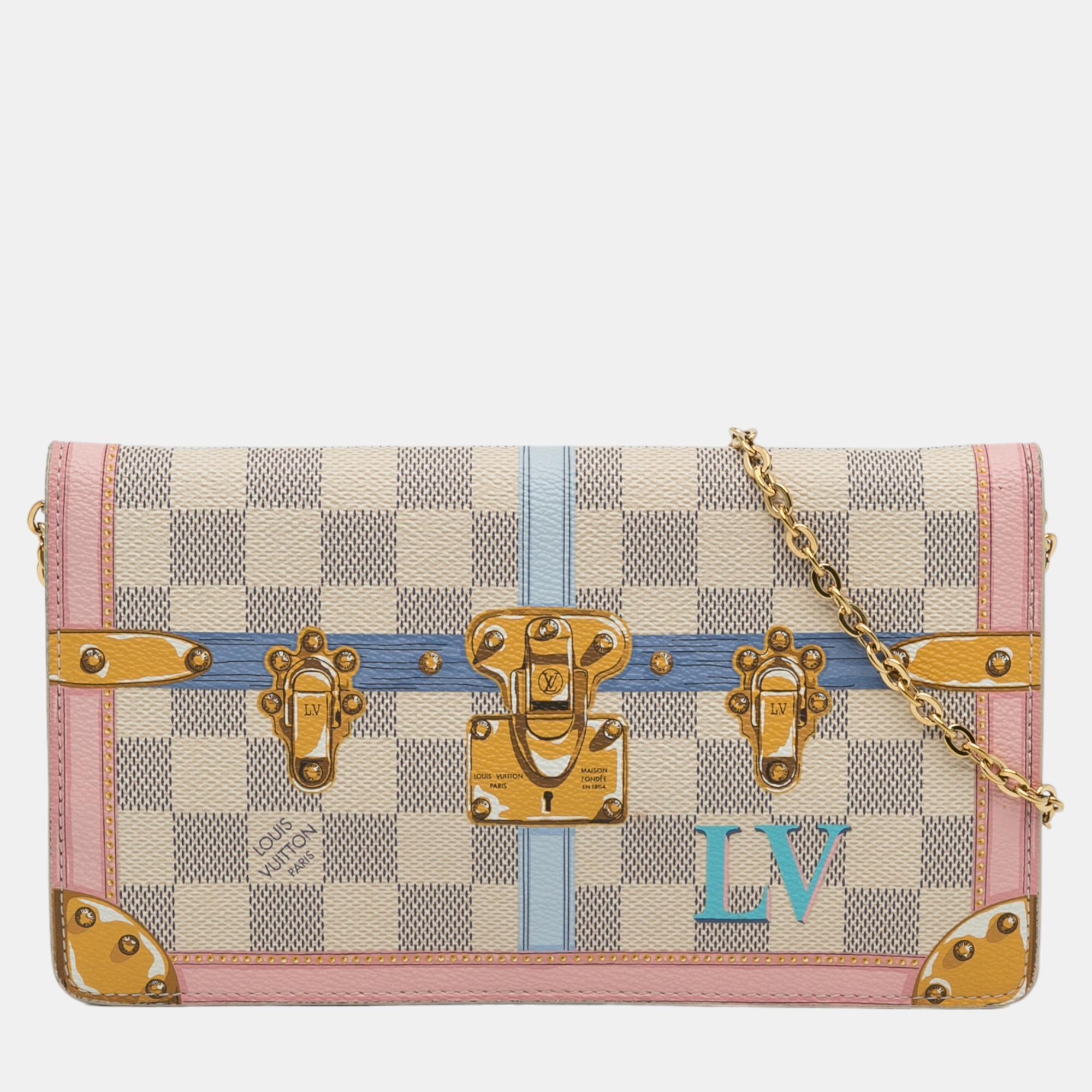 Louis vuitton multicolour damier azur summer trunks pochette weekend