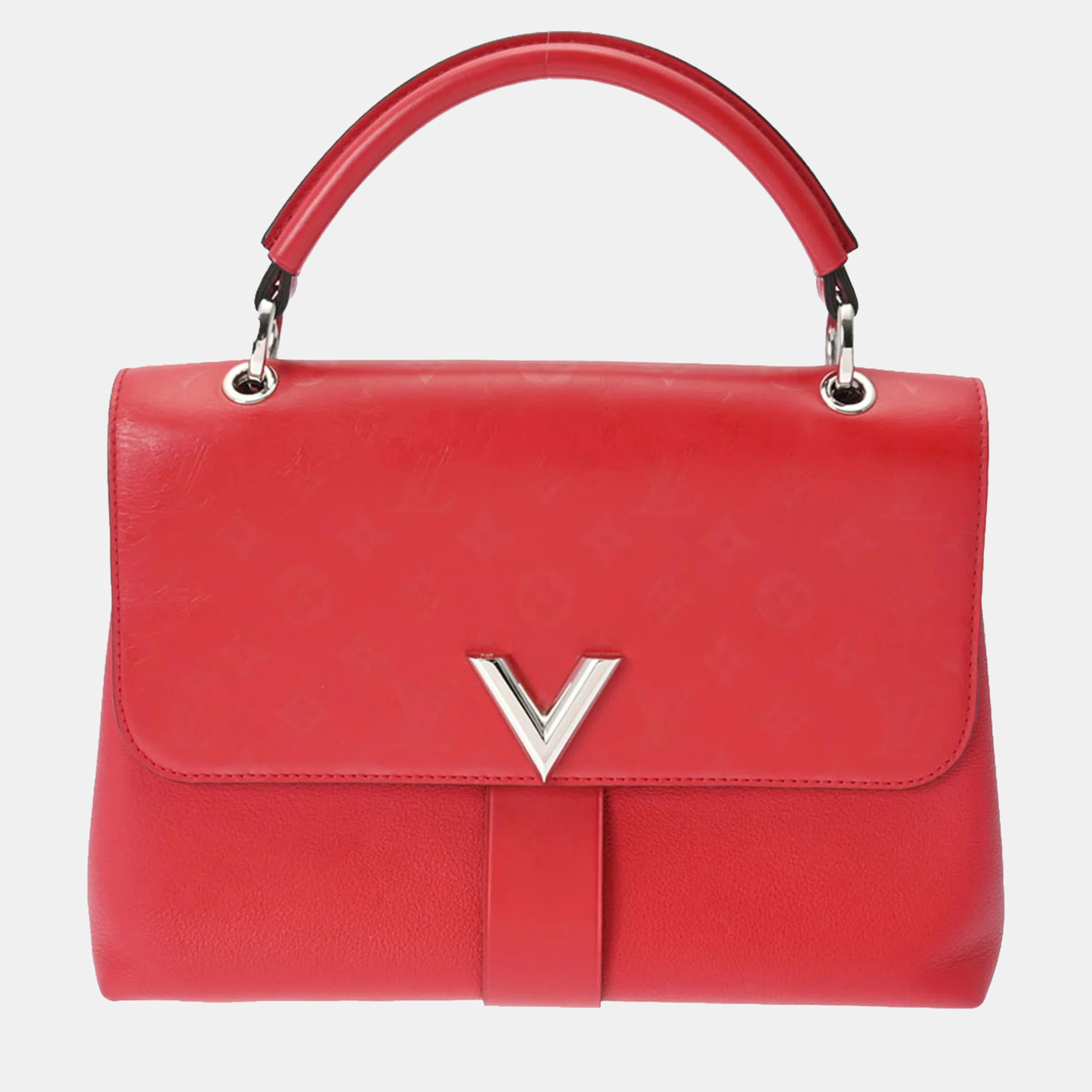 Louis vuitton red leather monogram very one top handle bag