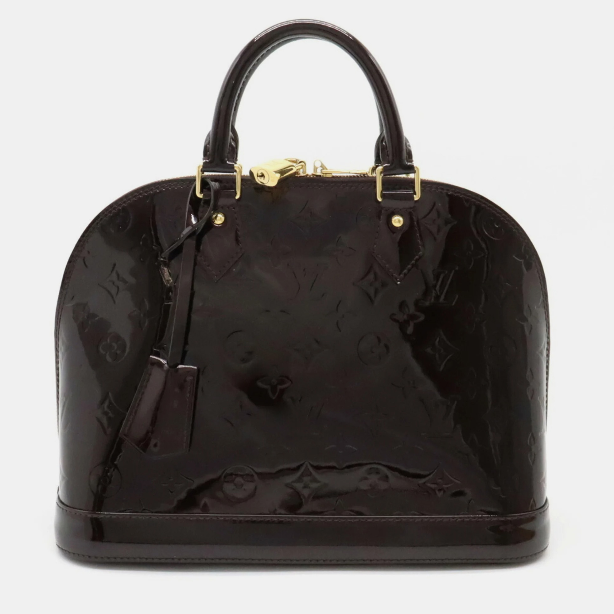 Louis vuitton black monogram vernis leather alma pm satchel