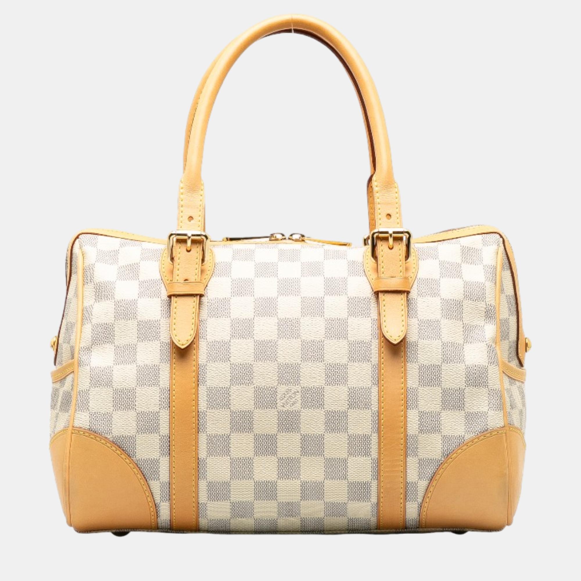 Louis Vuitton White Damier Azur Canvas Berkeley Top Handle Bag