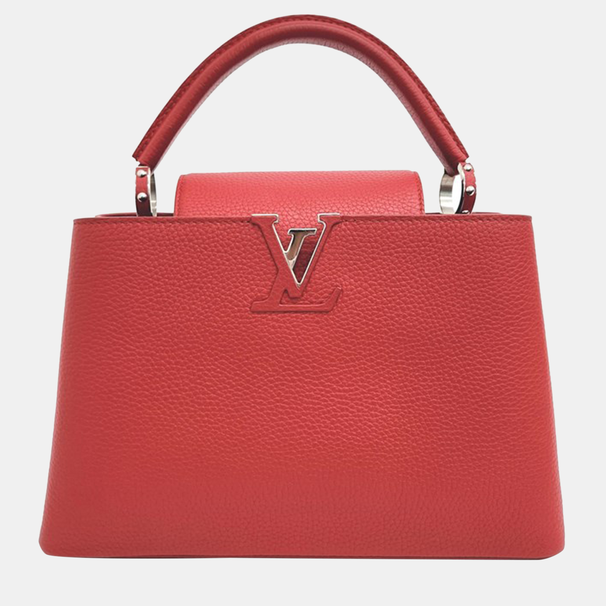 Louis vuitton red leather capucines mm top handle bag