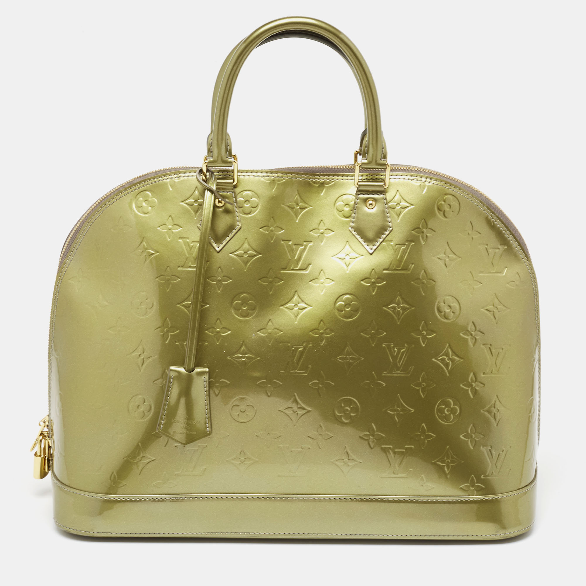 

Louis Vuitton Vert Olive Monogram Vernis Leather Alma GM Bag, Green