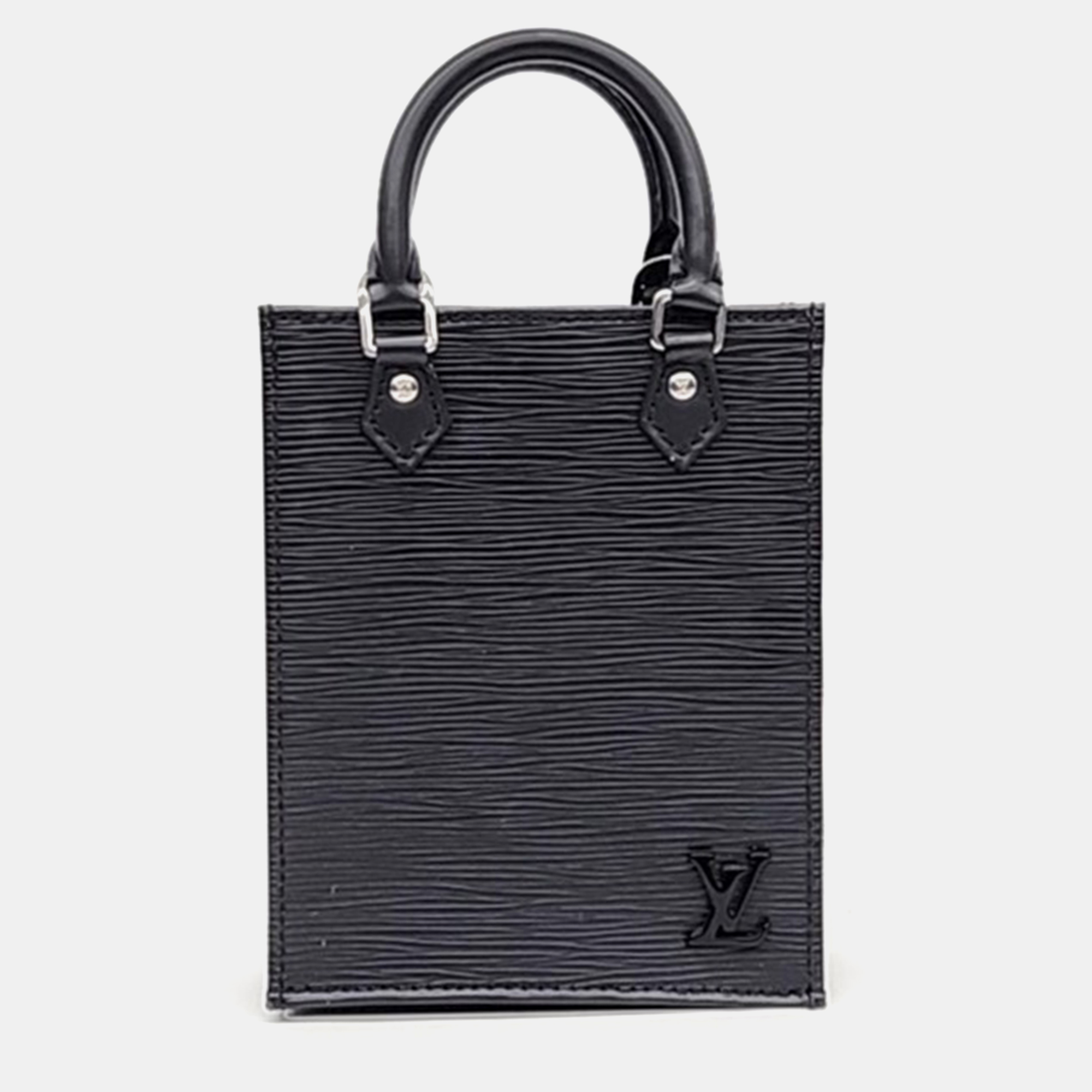 Louis vuitton black epi petit sac plat handbag