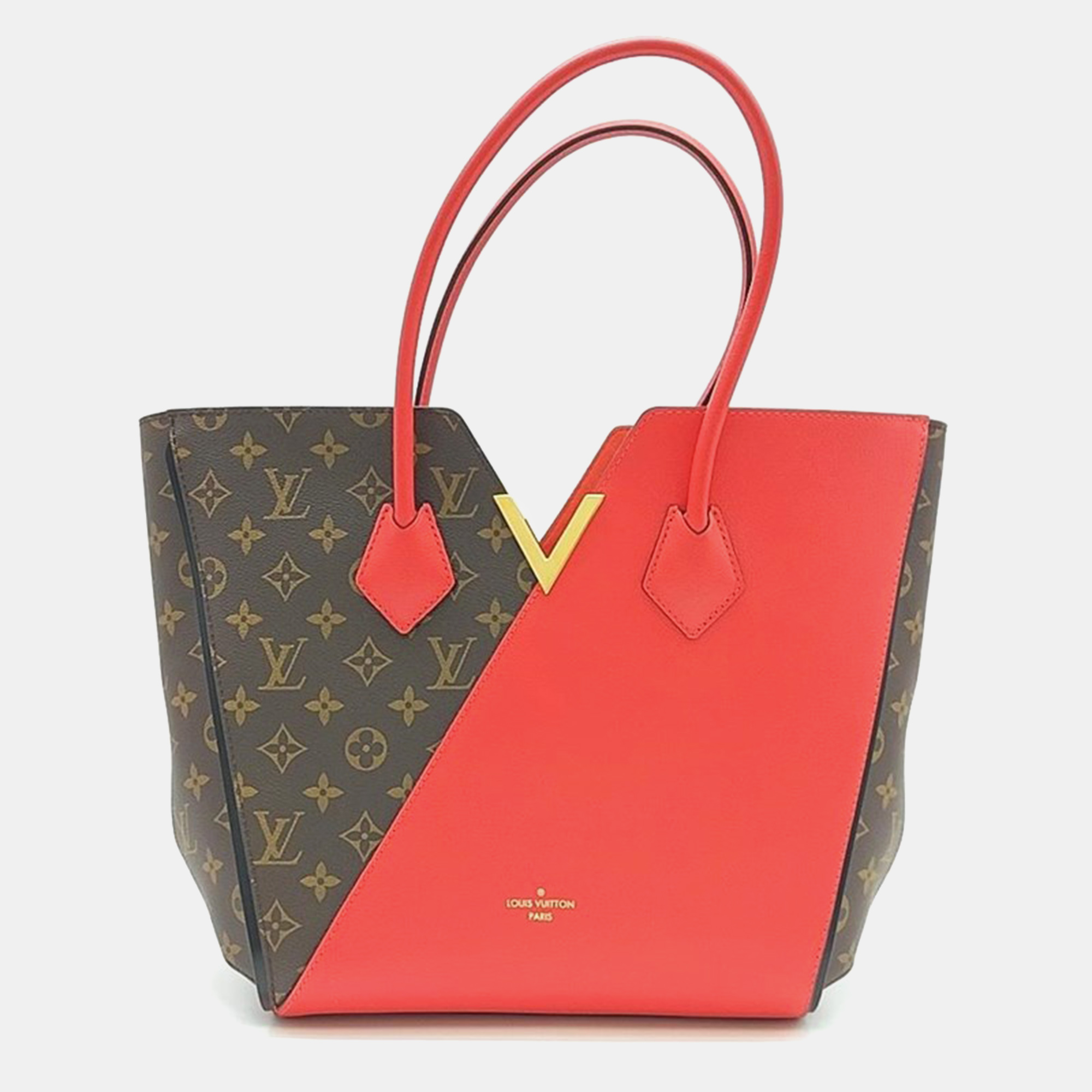 Louis vuitton red monogram canvas and leather kimono mm tote bag