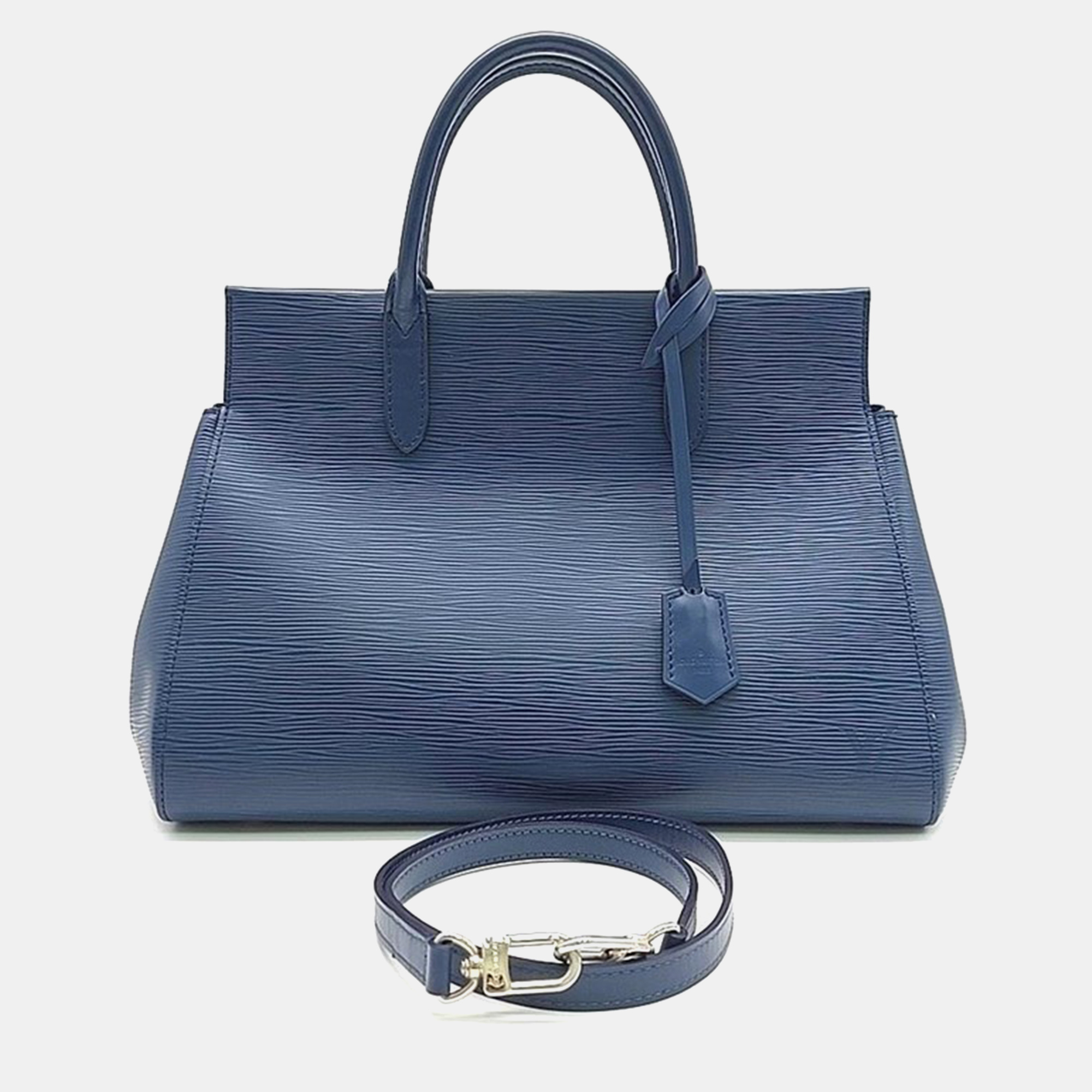 Louis vuitton navy epi leather marly mm tote bag
