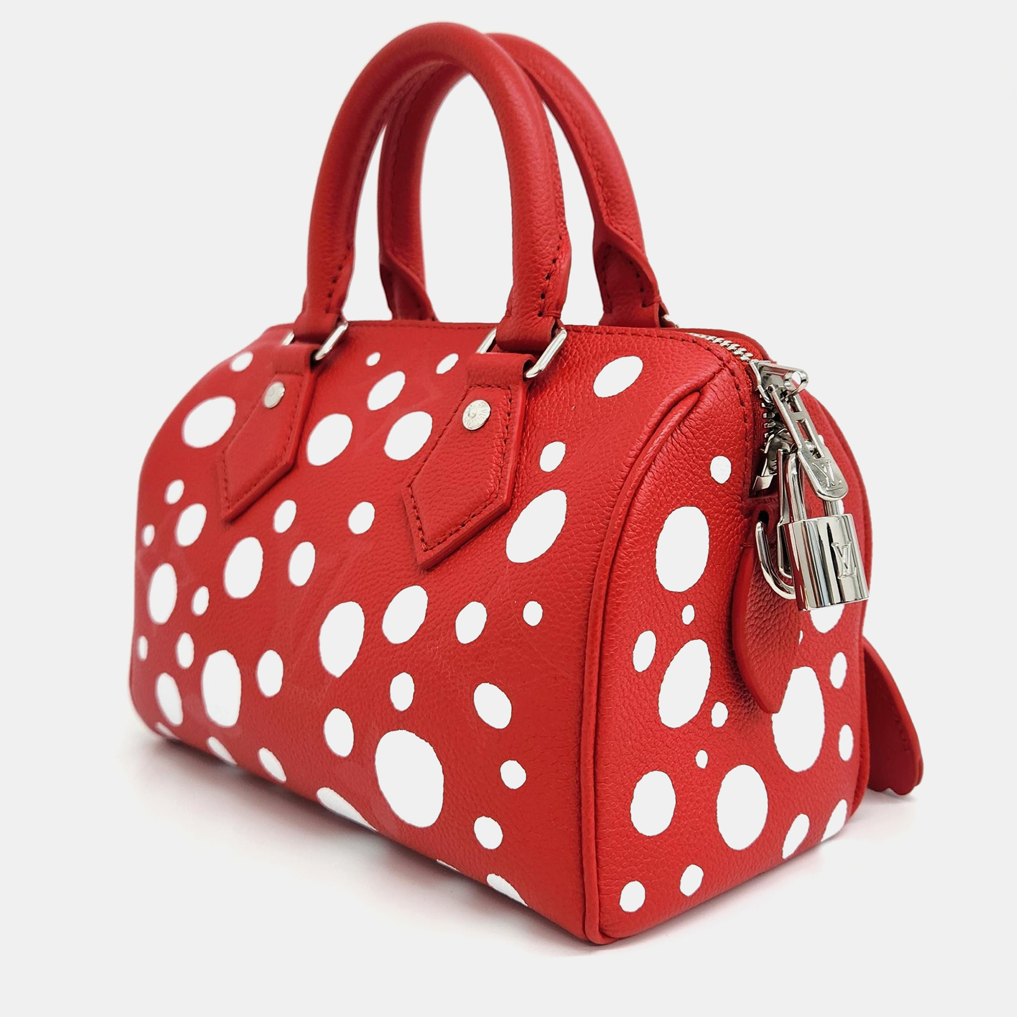 Louis Vuitton Red Leather Yayoi Kusama Speedy 20 Satchel