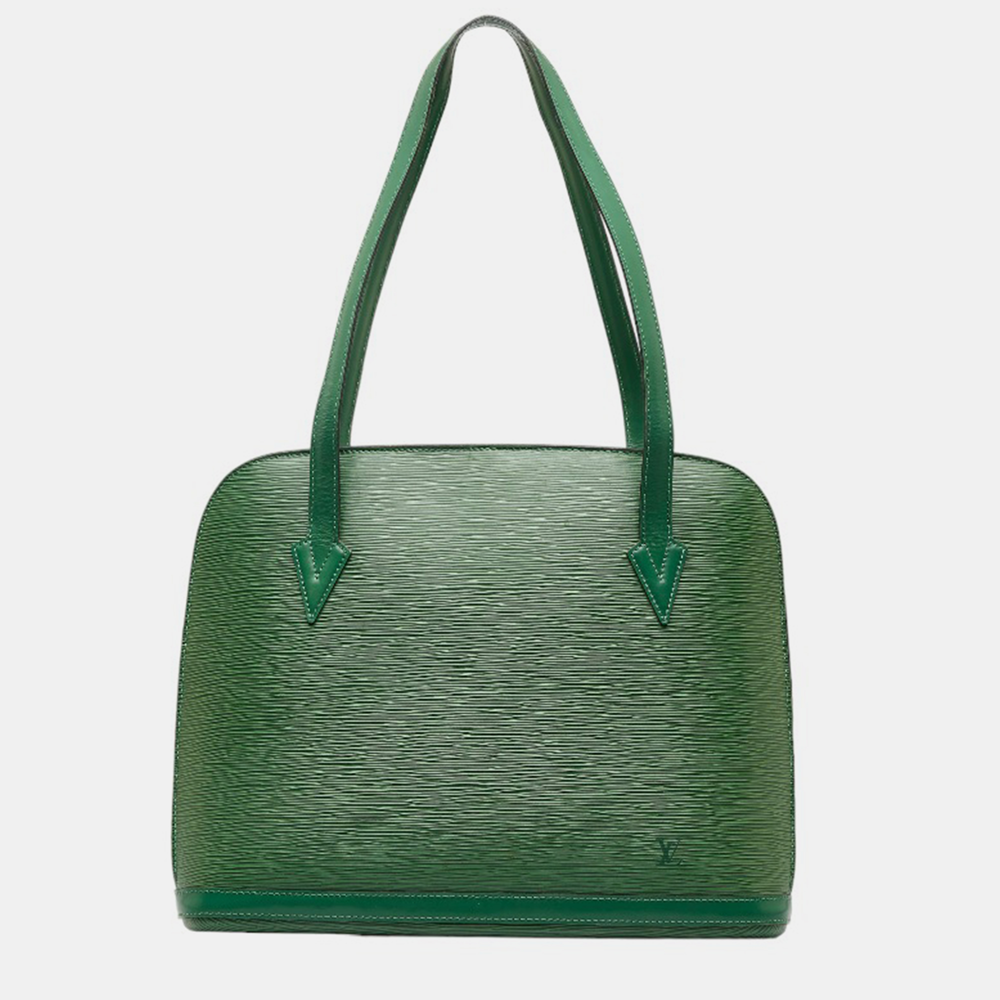 Louis vuitton green leather epi lussac tote bag