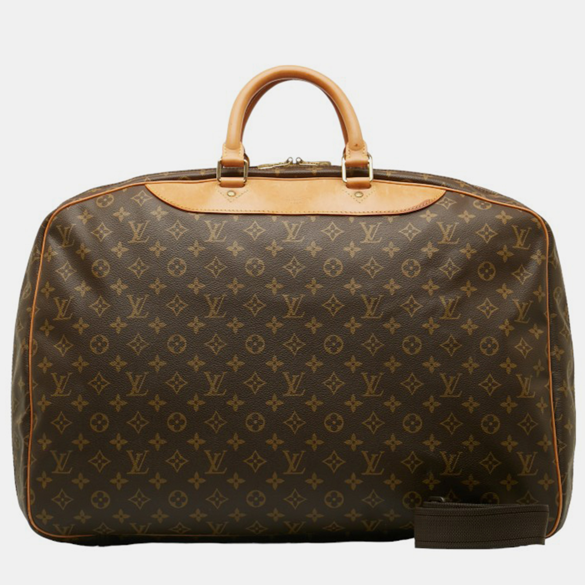 Louis vuitton brown canvas monogram alize with strap travel bag